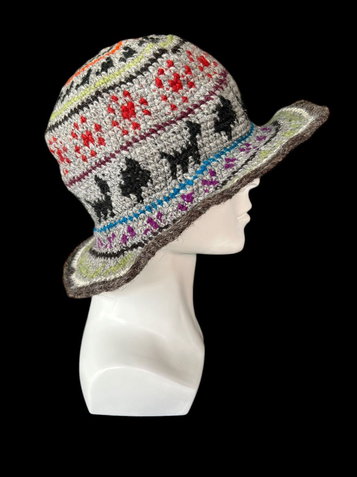 Japanese Brand × Kapital × Vintage Crochet Knitted Handmade Custom Bucket Hats Rare☠️☠️ Size ONE SIZE - 4 Thumbnail