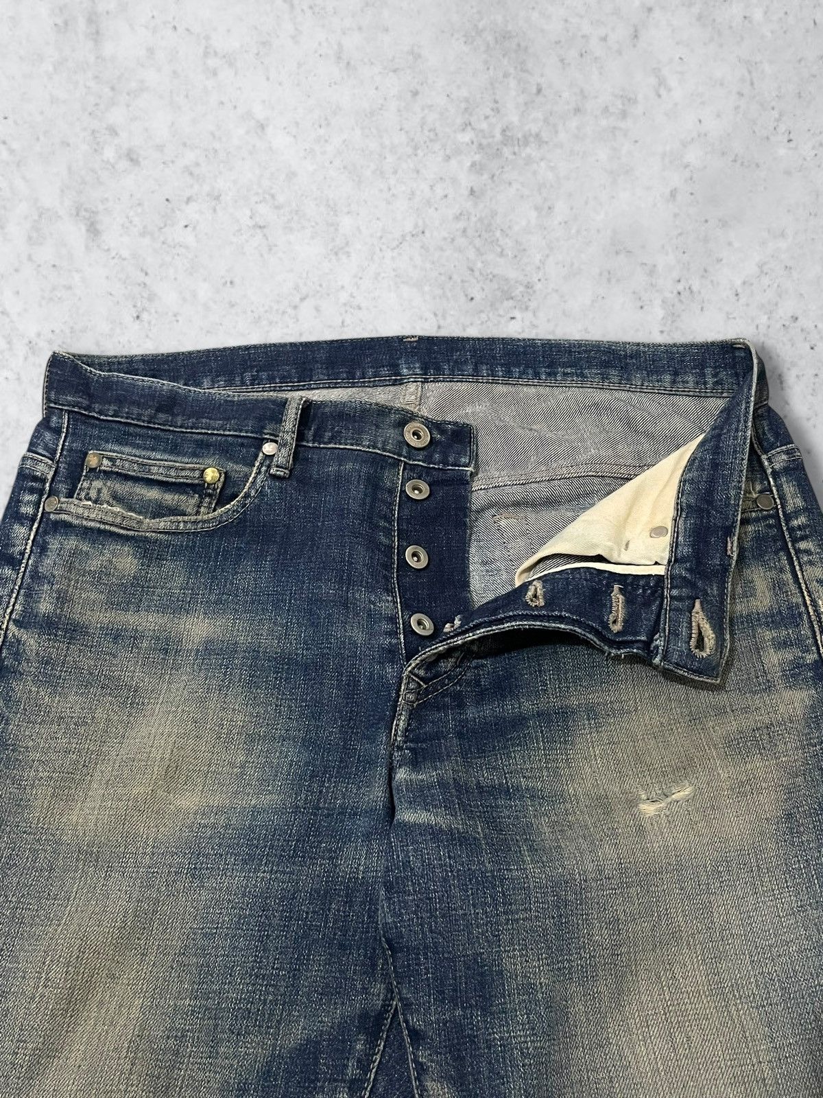 Number (N)ine Vintage Nano Universe Button Fly Blue Wash Loose Taper Jeans Size US 32 / EU 48 - 8 Thumbnail
