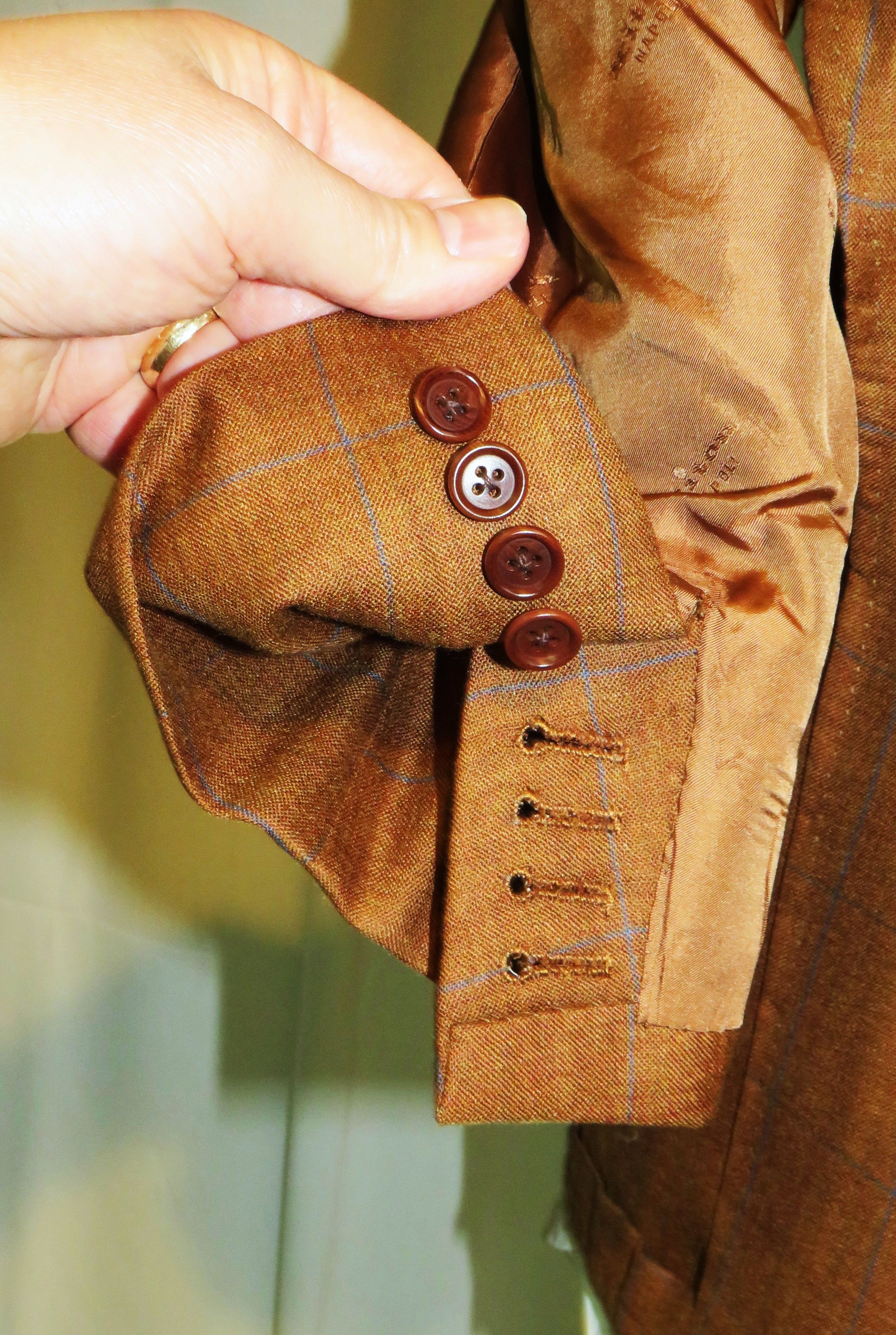Kiton Handmade Brown Windowpane 100% Cashmere 3/2 Sport Coat 39R Size 38R - 8 Thumbnail