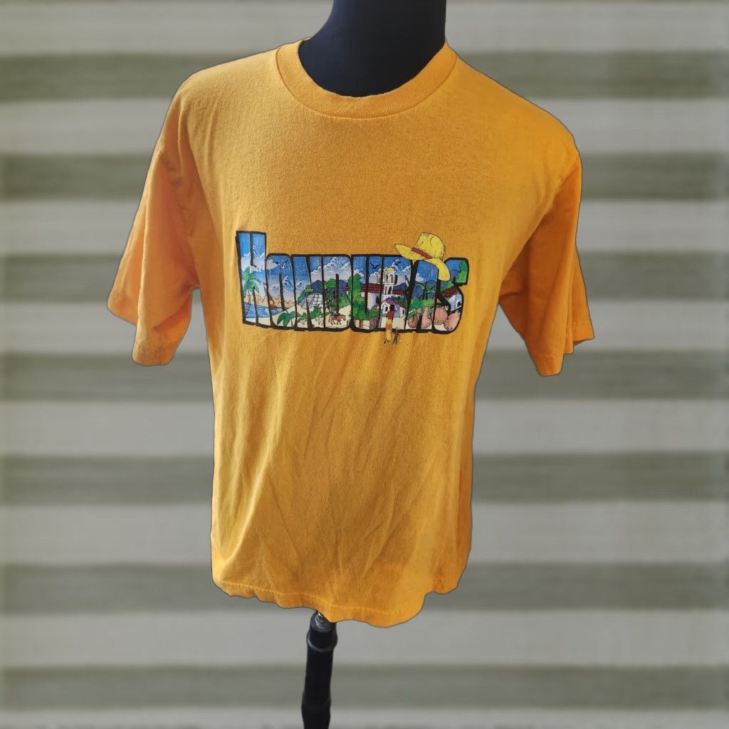 Vintage VINTAGE Prime-T T-Shirt Honduras Yellow Short Sleeve Crew Neck XL Mens 80s 90s Souvenir Easy Care Preshrunk Cotton Size US XL / EU 56 / 4 - 1 Thumbnail