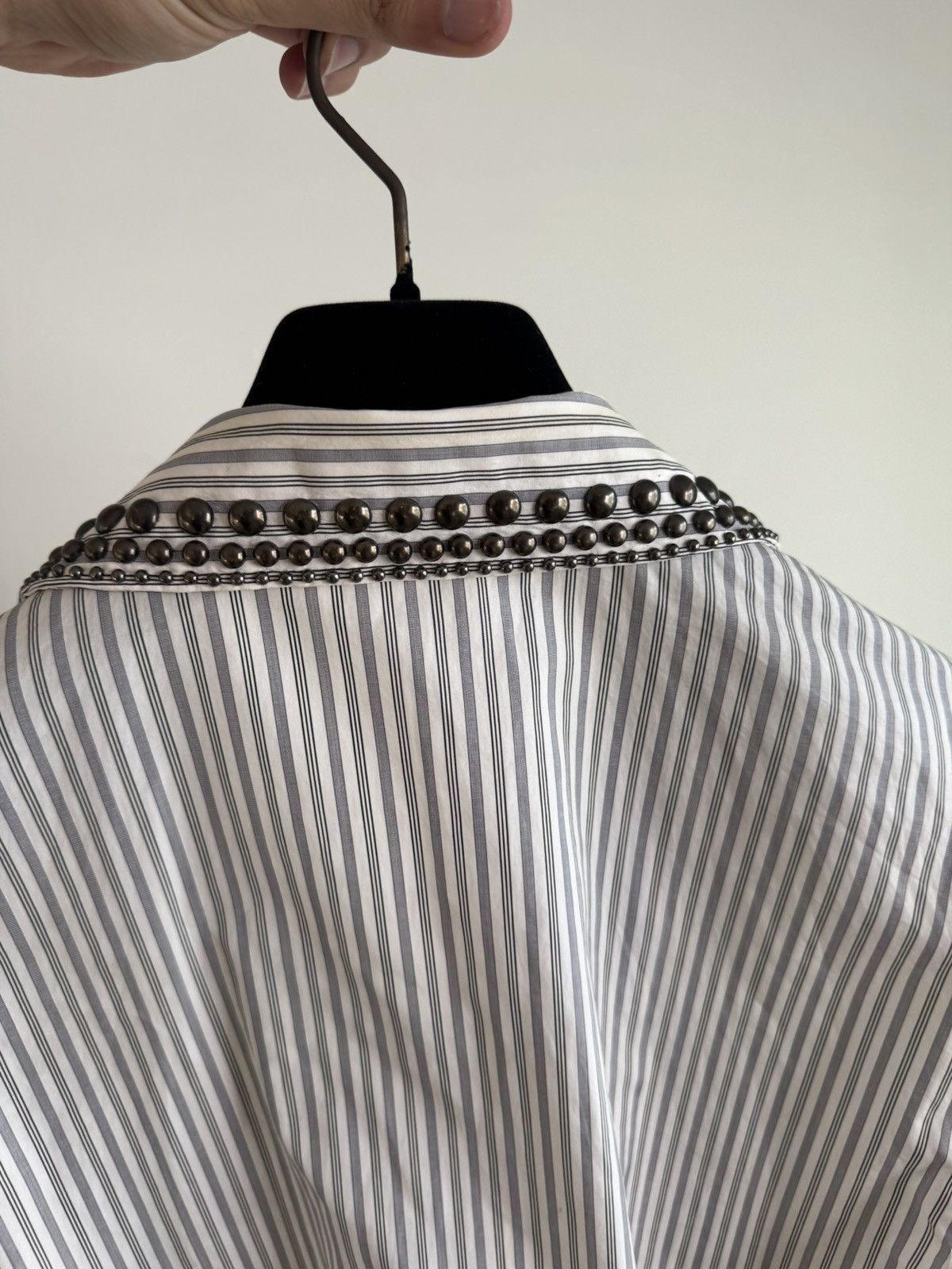 Prada Prada 2015 Runway Studded Collar Shirt Striped M Size US M / EU 48-50 / 2 - 5 Thumbnail