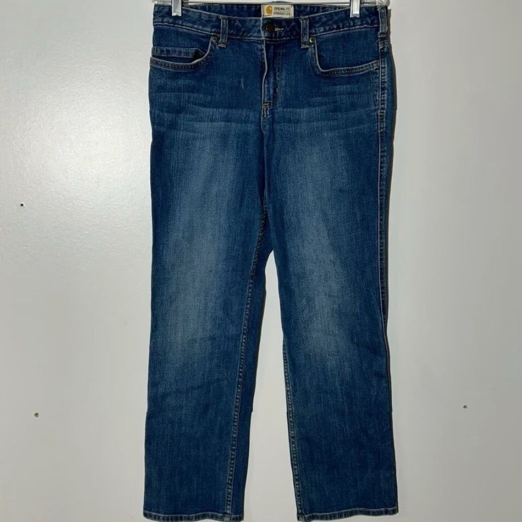 Carhartt Carhartt Jeans Womens 10 Tall Blue Denim 5-Pocket Straight Leg Original Fit Short 30in Inseam Size 32" / US 10 / IT 46 - 2 Thumbnail