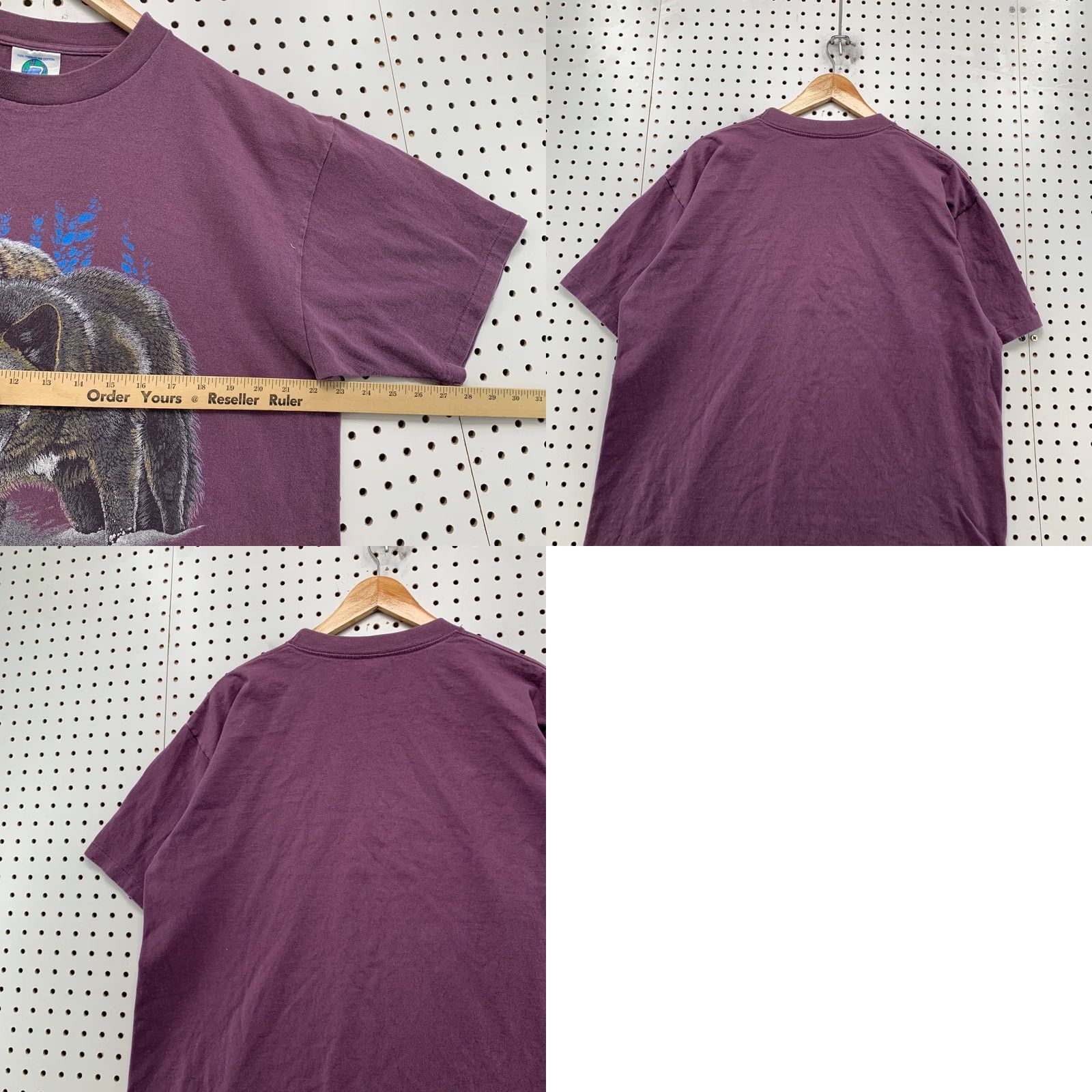 Vintage VINTAGE Belton Alaska Wolf Nature T-Shirt Men L Purple USA 1990s Graphic Print Short Sleeve Crew Neck Shirt Mens Size US L / EU 52-54 / 3 - 10 Thumbnail