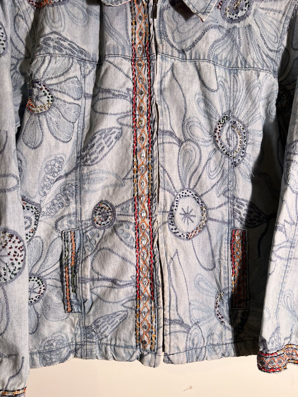 Vintage Y2K 2000’s Vintage Chico’s Floral Denim Retro Indie Jacket Size S / US 4 / IT 40 - 5 Thumbnail