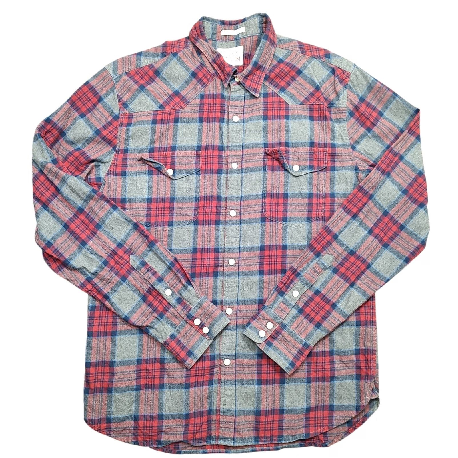 Lucky Brand Lucky Brand Shirt Mens M Red Gray Plaid Long Sleeve Button Up Western Pearl Snap Shirt Size US M / EU 48-50 / 2 - 2 Thumbnail
