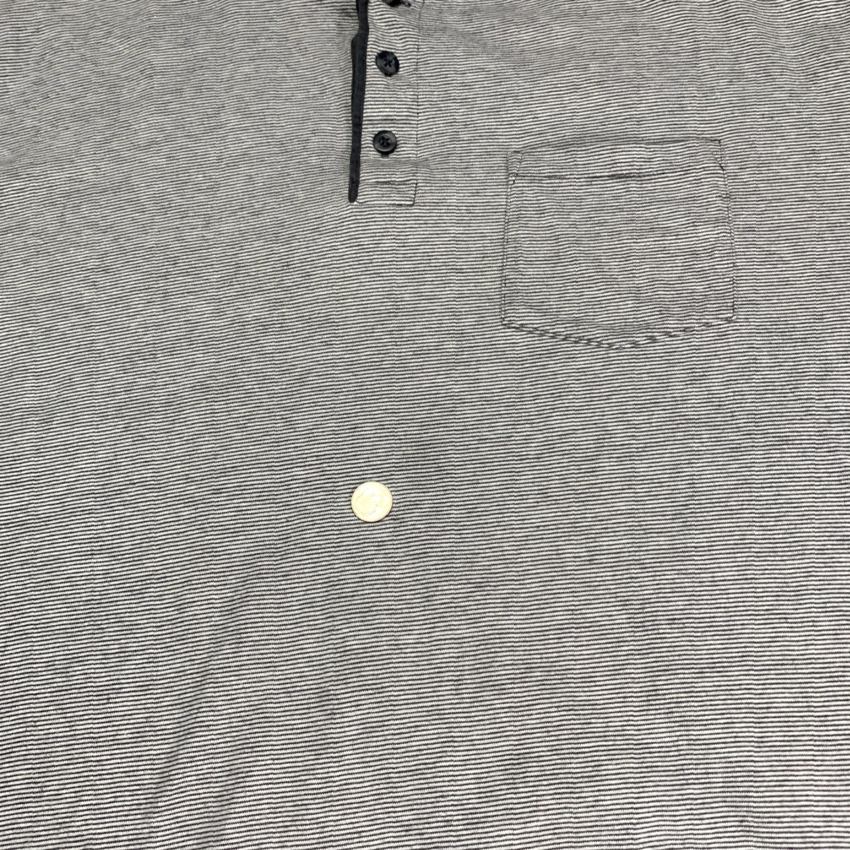Lee Lee Mens Pullover 3 Button Shirt Gray White Stripe Short Sleeve XXL Regular Size 2XL Boys Mens Womens Size US XXL / EU 58 / 5 - 2 Thumbnail