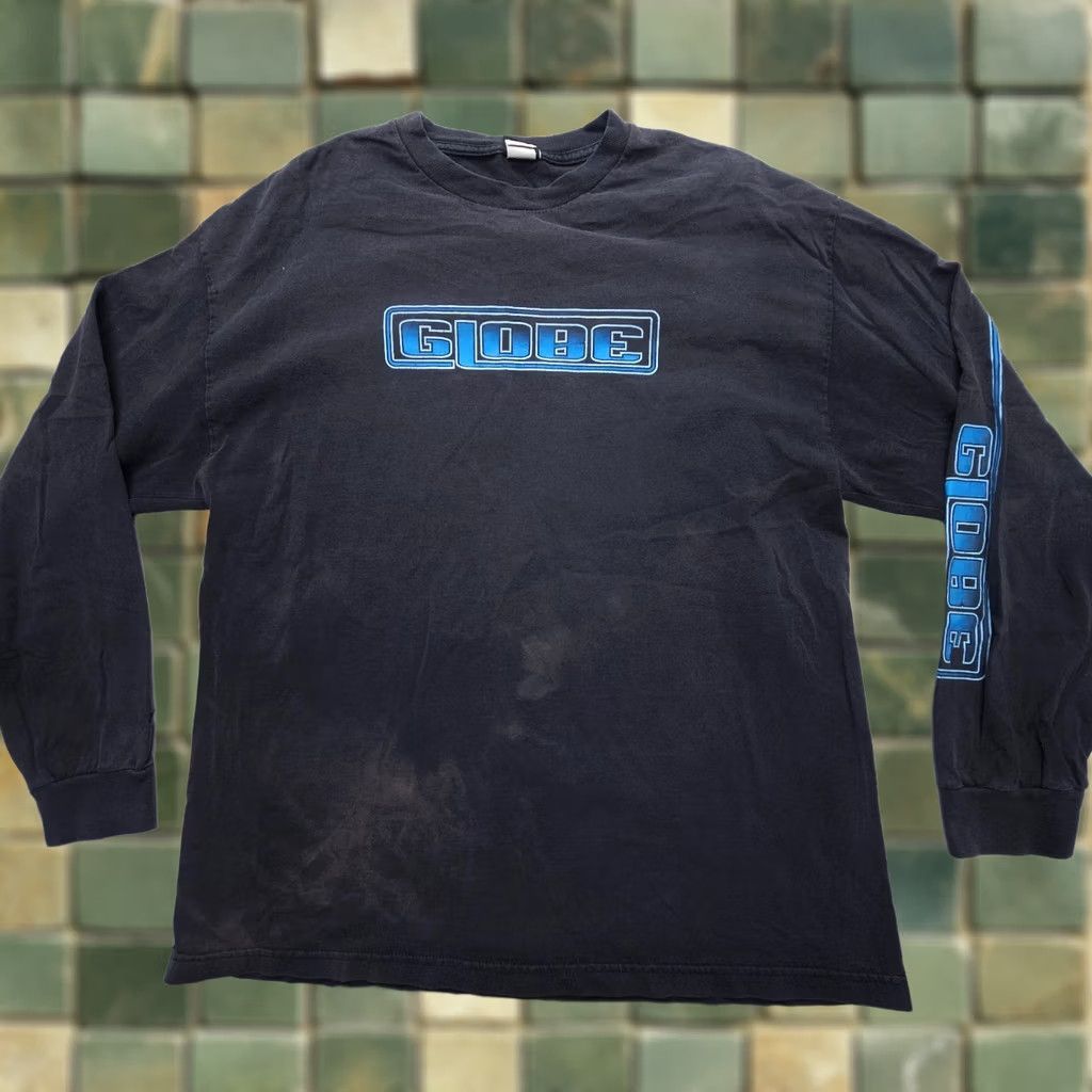 Globe VINTAGE Globe T-Shirt Long Sleeve Mens XL 90s USA Spellout Black Cotton Graphic Print Crew Neck 1990-1999 Men’s Regular Boys Womens Size US XL / EU 56 / 4 - 1 Thumbnail