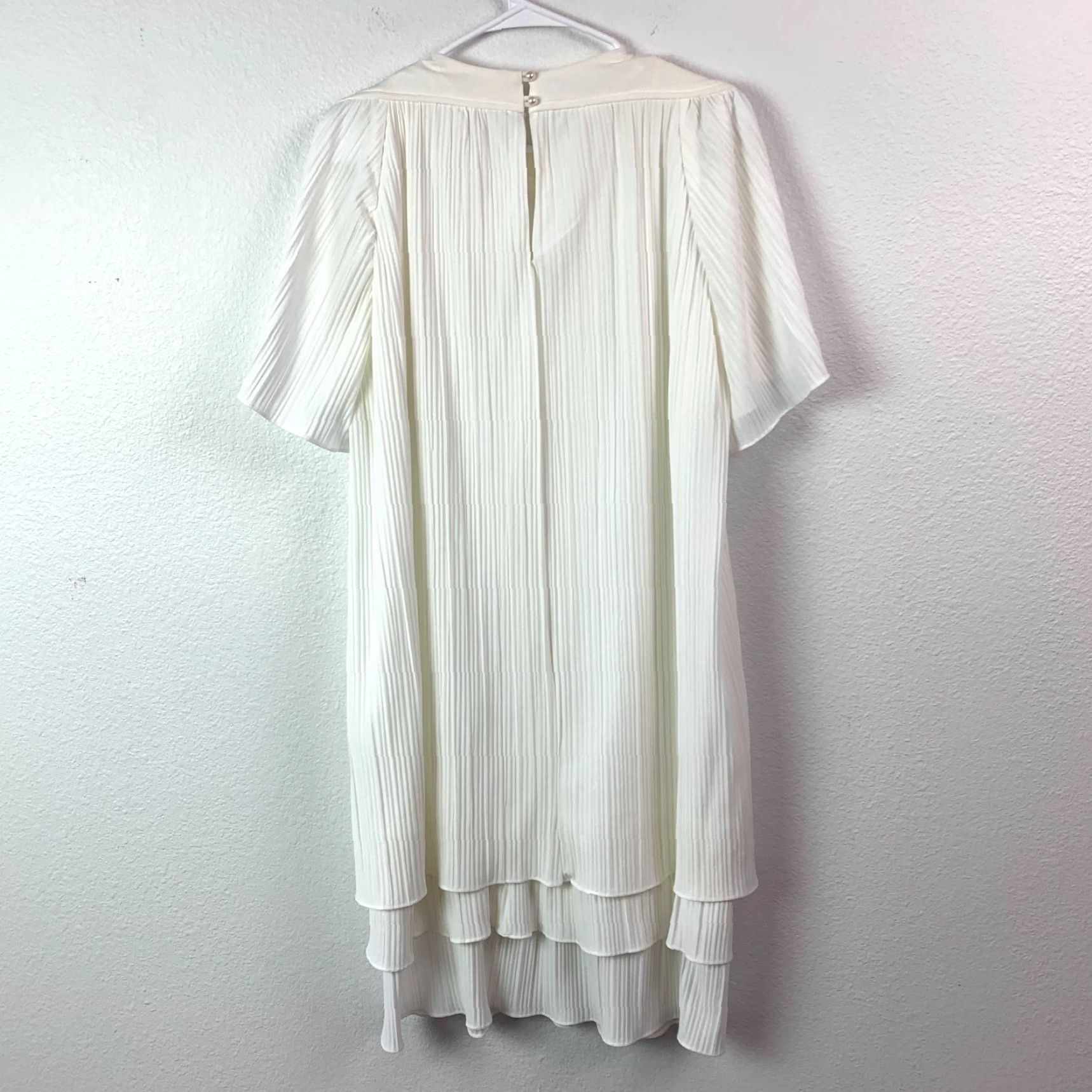 Vintage VINTAGE White Polyester Pleated Flowy Tiered Ethereal Dress Size 12 Size XL / US 12-14 / IT 48-50 - 7 Thumbnail