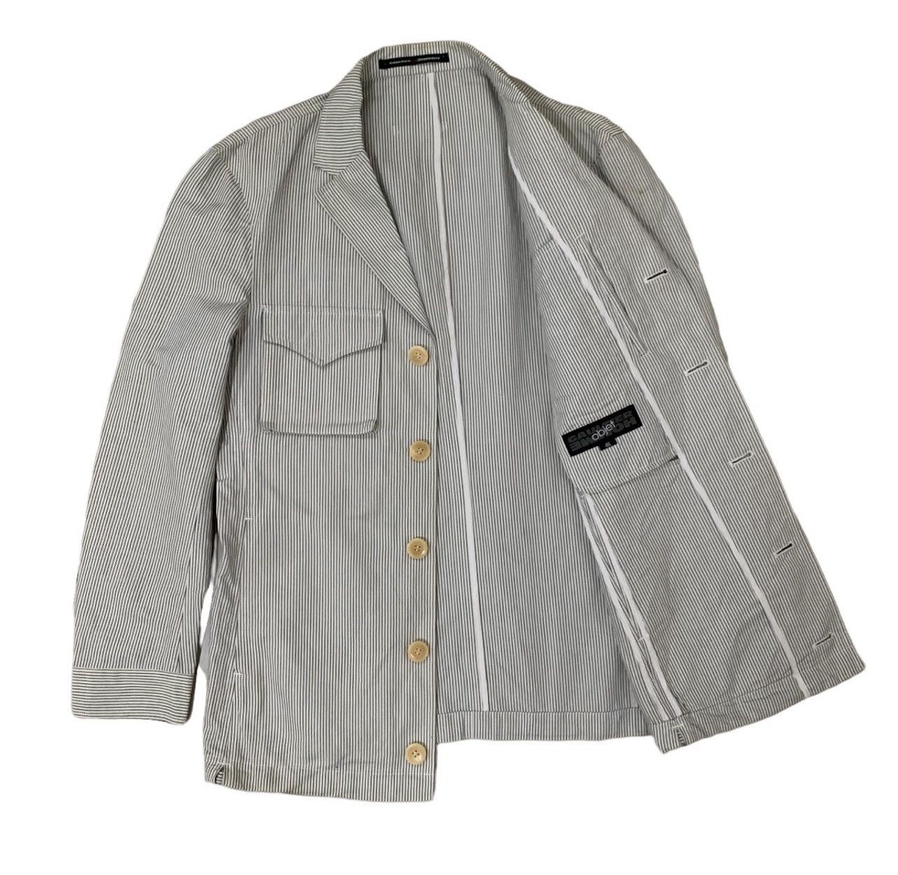 Gaultier Homme Objet 🔥Gaultier Homme Objet Striped Double Pocket Jacket Size US S / EU 44-46 / 1 - 3 Thumbnail