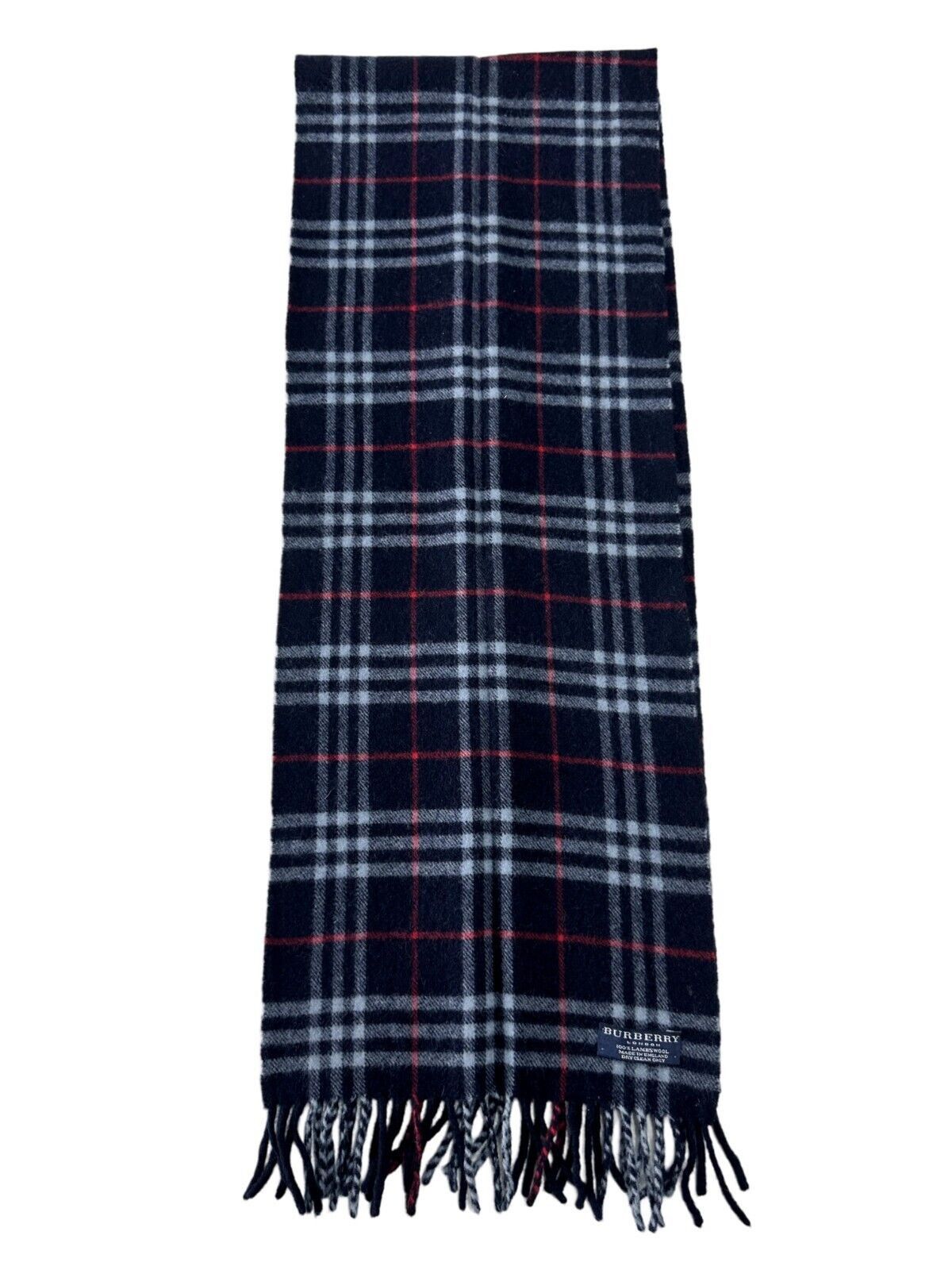 Burberry Burberry Vintage Unisex Scarf Navy Blue 100% Lambswool Size ONE SIZE - 5 Thumbnail