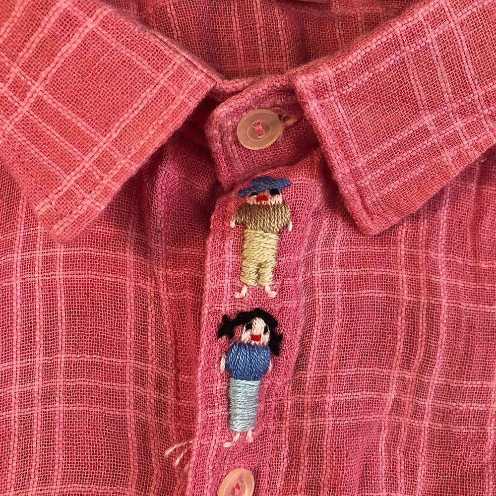 Designer Used Mens Embroidered Pink Shirt M Size US M / EU 48-50 / 2 - 3 Thumbnail