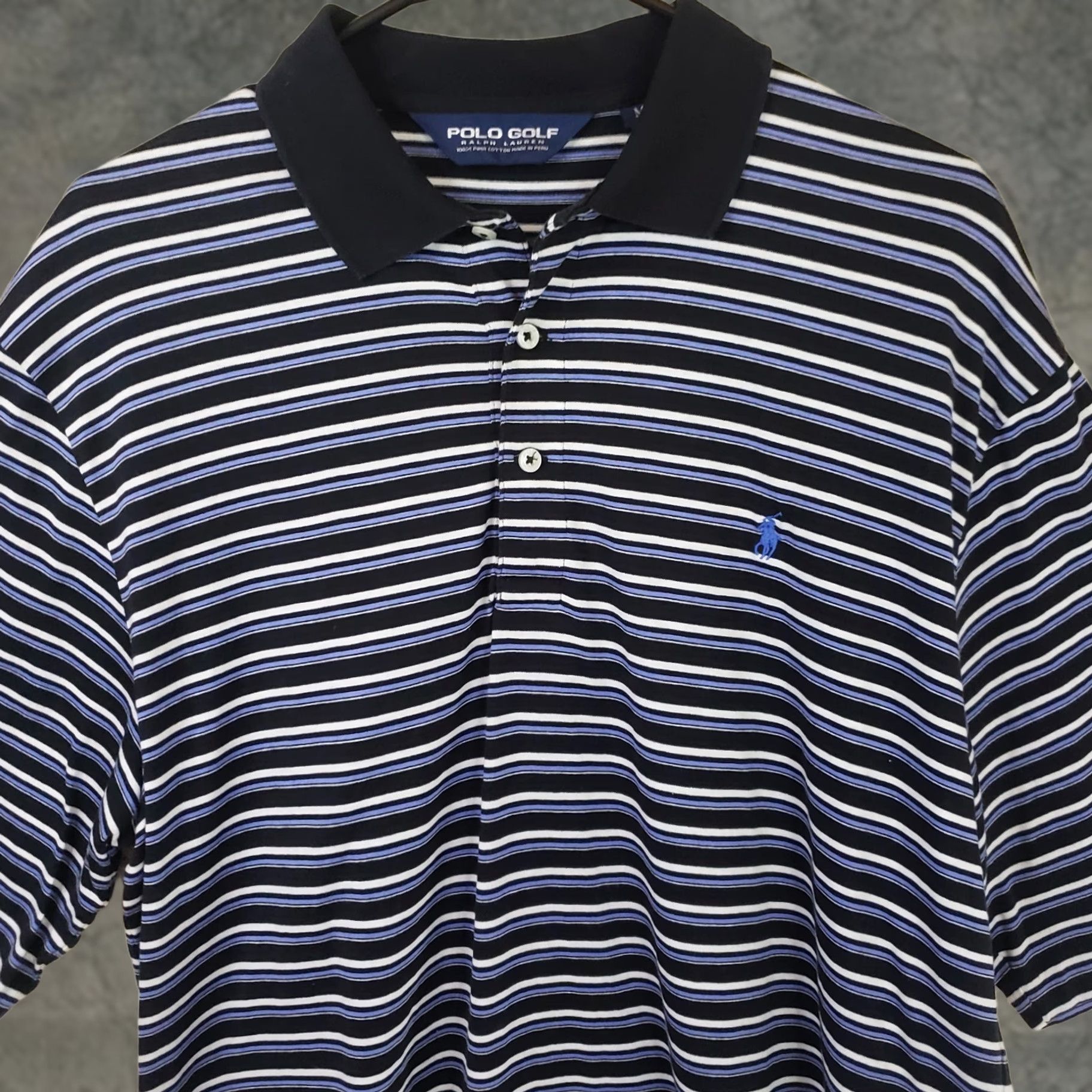 Ralph Lauren VINTAGE Polo Golf Ralph Lauren Men's M Striped Blue & White 100% Pima Cotton Size US M / EU 48-50 / 2 - 1 Thumbnail