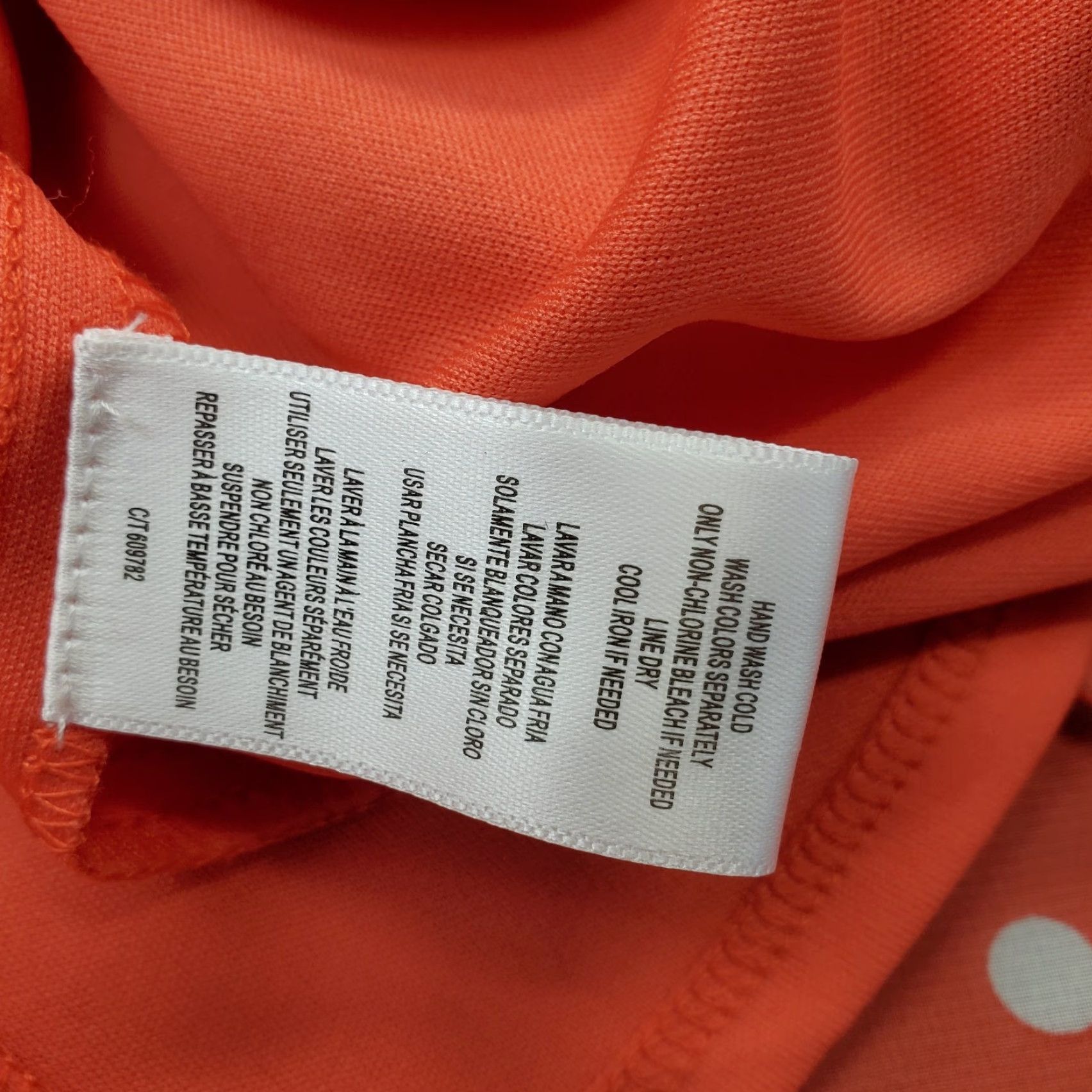 Vintage Danny and Nicole Womens 16 Orange & White Polka Dot Tiered Dress Midi Smocked Waist V-Neck Flutter Sleeve Short Sleeve Casual Party/Cocktail Size XXL / US 16-18 / IT 52-54 - 5 Thumbnail