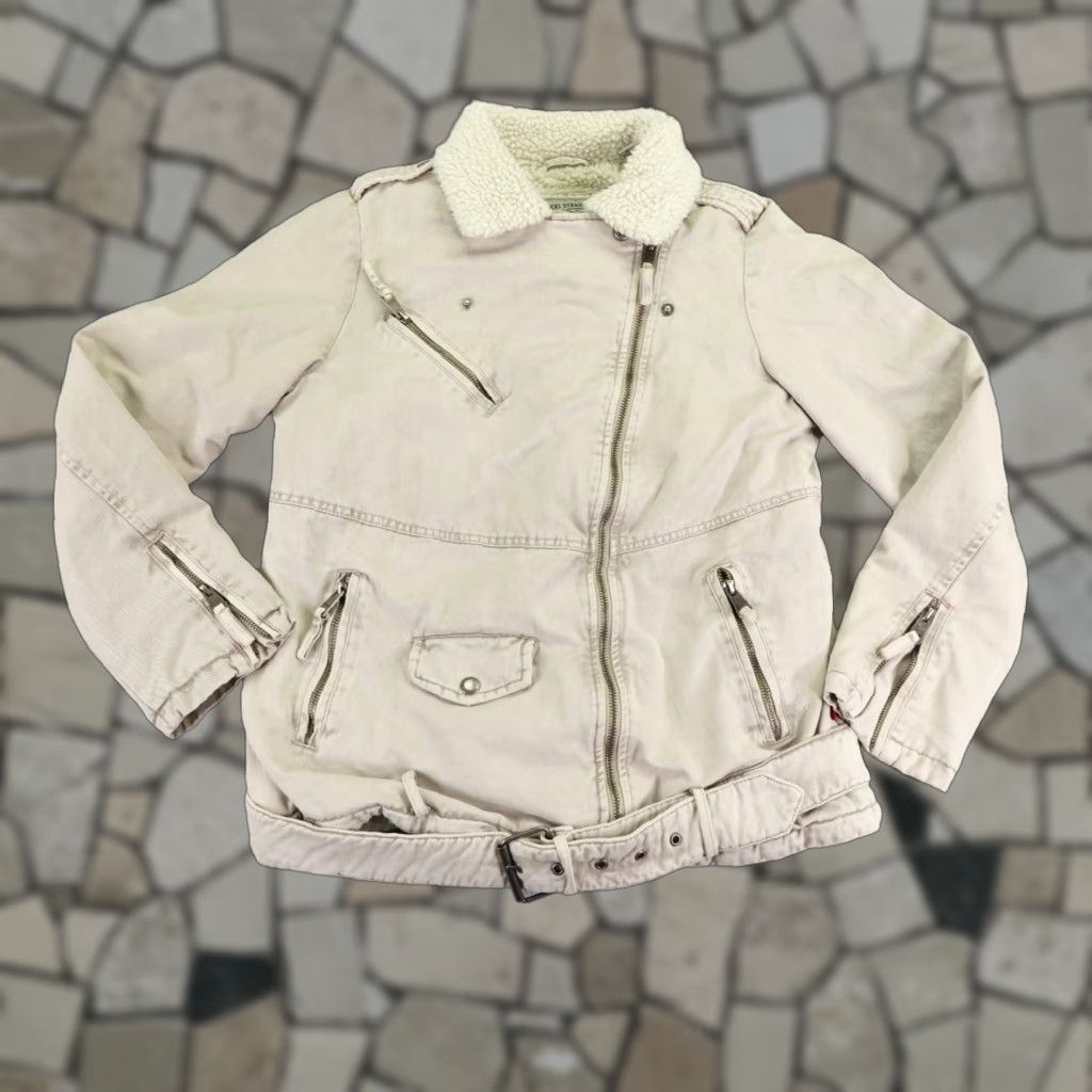 Levi's Levi's Jacket Womens M Beige Cotton Canvas Long Sleeve Zip Basic Jacket Outdoor Casual Travel Workwear Lined Pockets Belted Logo Zipper Size M / US 6-8 / IT 42-44 - 1 Thumbnail