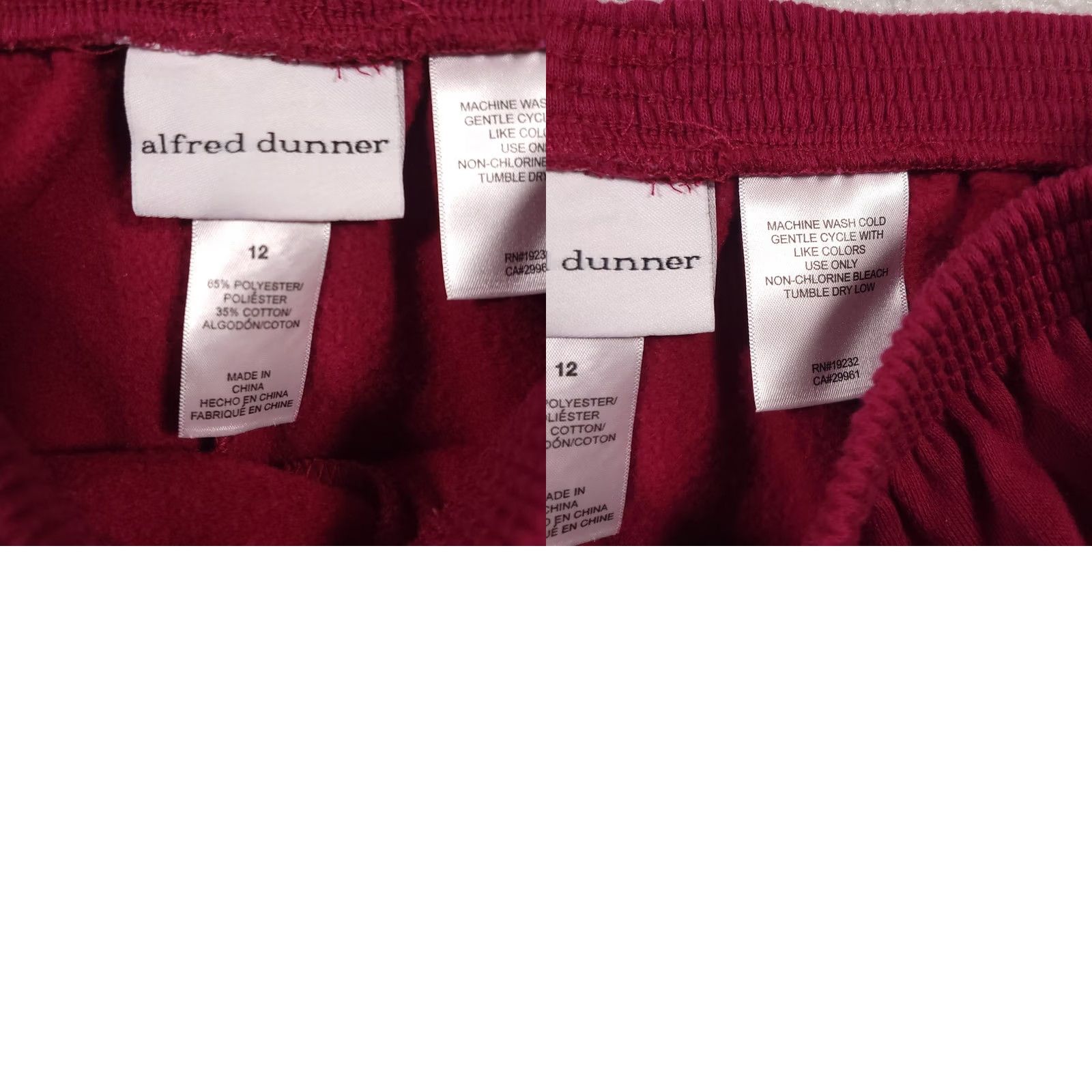 Vintage VINTAGE Alfred Dunner Pants Women's 12 Red Sweatpants Polyester Blend Elastic Waist Size 34" / US 12 / IT 48 - 9 Thumbnail