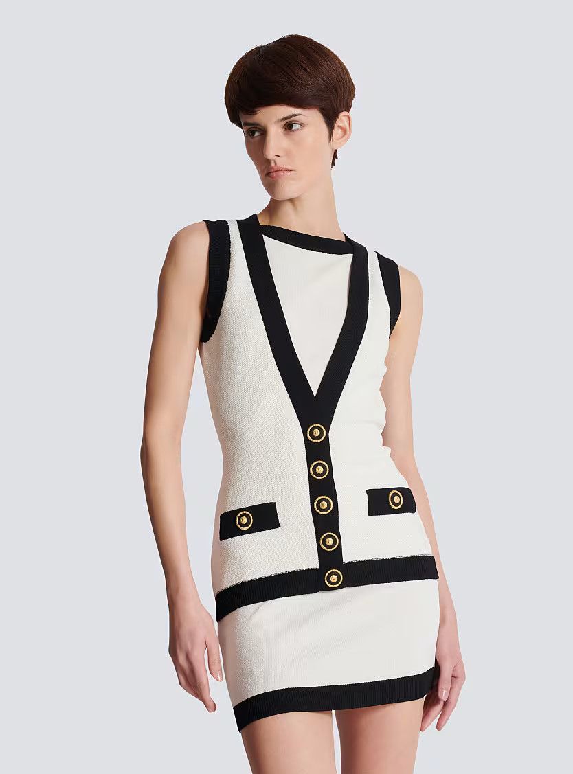 Balmain o1s1wg111225 Woven Mini Dress in White Size XL / US 12-14 / IT 48-50 - 6 Thumbnail