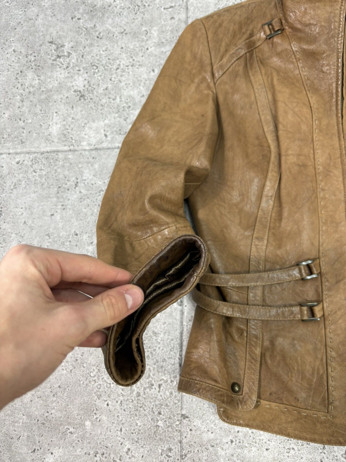 Archive Japanese Leather Jacket Rare 2000s Vintage Cropped