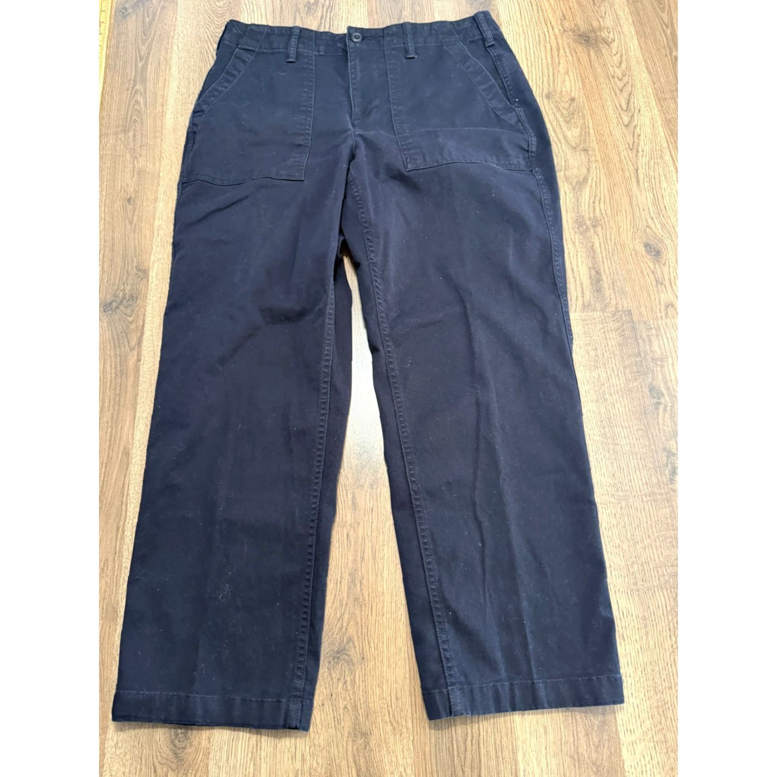 Lands' End Lands' End Pants Women's 12 Petite Navy Blue Denim Straight Leg Pockets Size 34" / US 12 / IT 48 - 2 Thumbnail