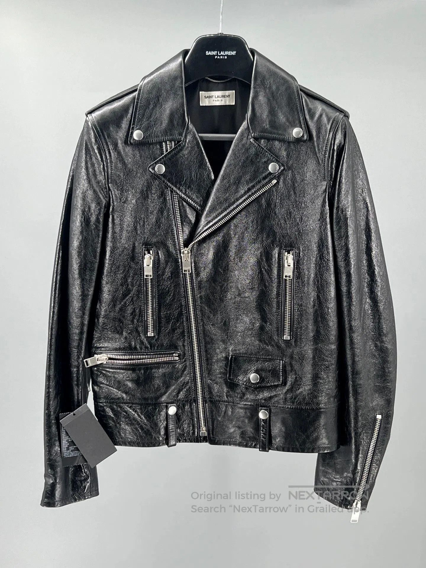 Yves Saint Laurent YSL Black Classic Leather Jacket for Men. Size US M / EU 48-50 / 2 - 1 Thumbnail