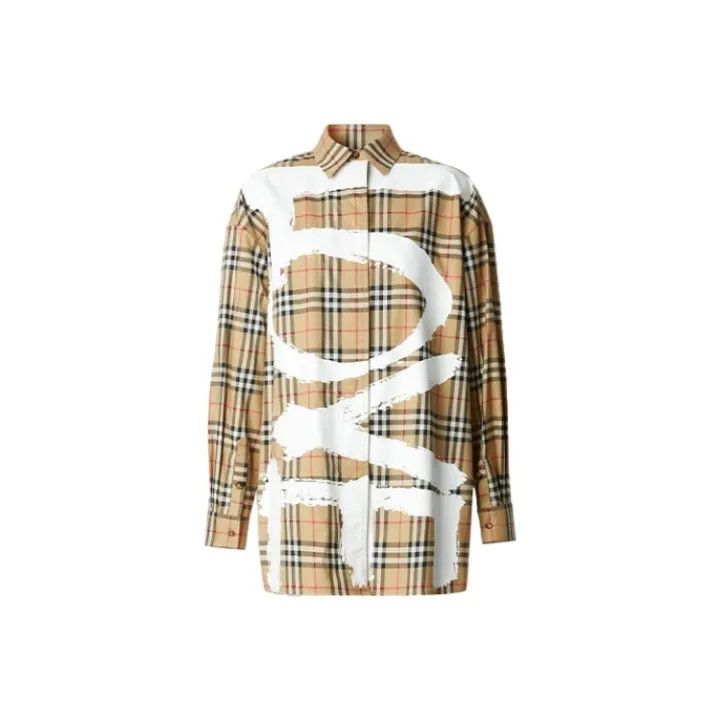 Burberry Burberry Love Printed Check Loose Shirt 0079 Size M / US 6-8 / IT 42-44 - 1 Thumbnail