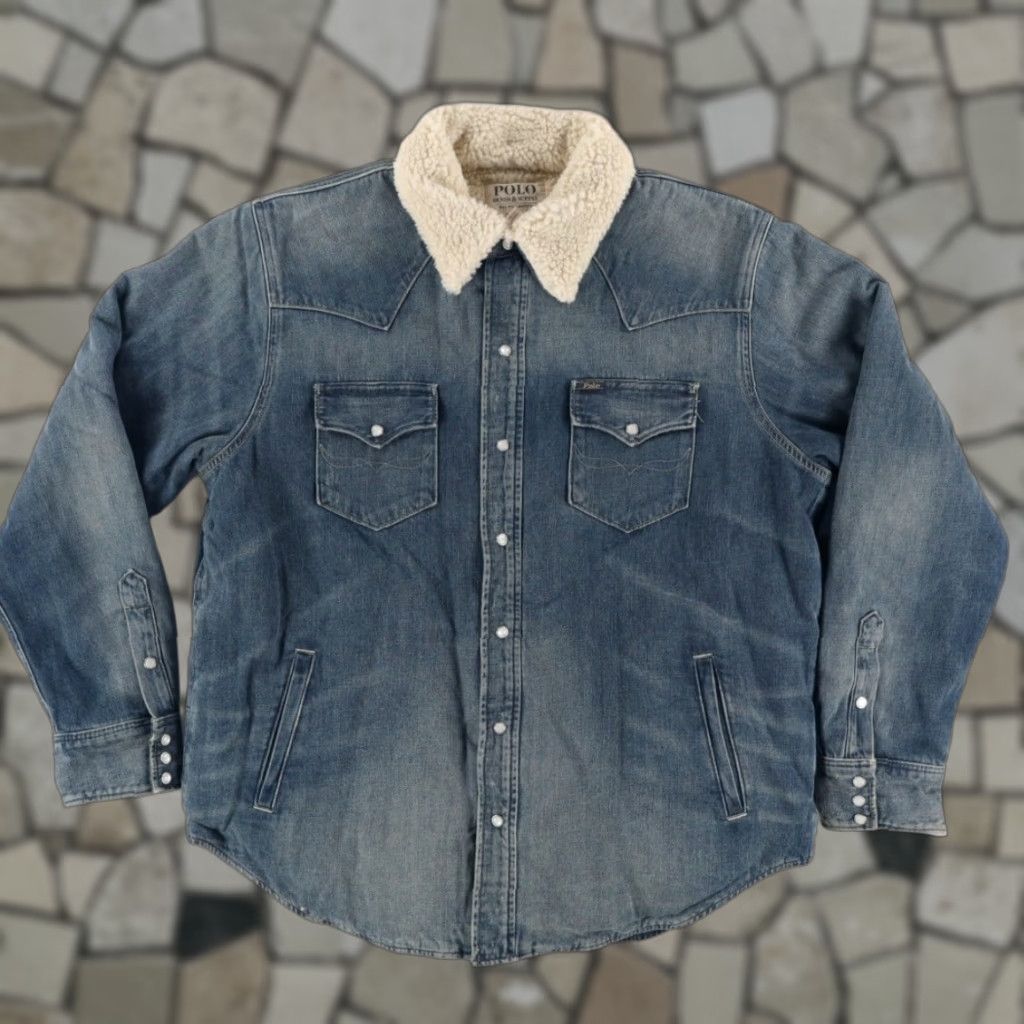 Ralph Lauren Denim Supply Ralph Lauren Sherpa Lined Pearl Snap Jacket Blue Men's L Shirt Size US L / EU 52-54 / 3 - 1 Thumbnail