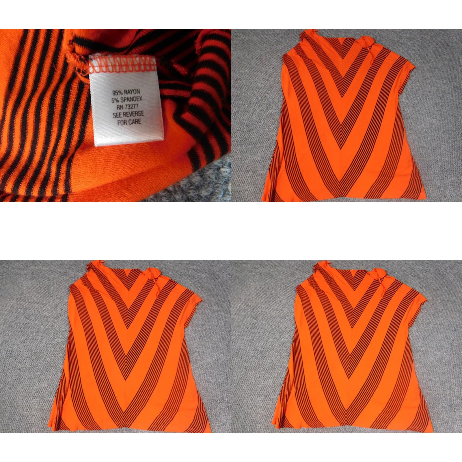 Vintage Dana Buchman Blouse Womens L Orange Crew Neck Short Sleeve Pullover Stretch Basic Casual Rayon Button Designer Regular Fit Size L / US 10 / IT 46 - 8 Thumbnail