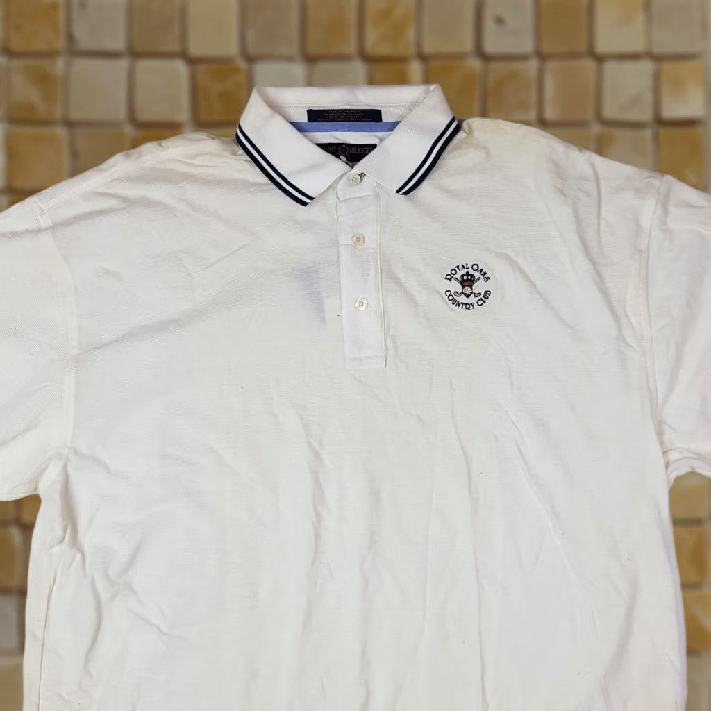 Tommy Hilfiger VINTAGE Tommy Hilfiger Golf Polo Shirt Mens L White Short Sleeve Casual 90s Retro VTG Polo Shirt Size US L / EU 52-54 / 3 - 1 Thumbnail