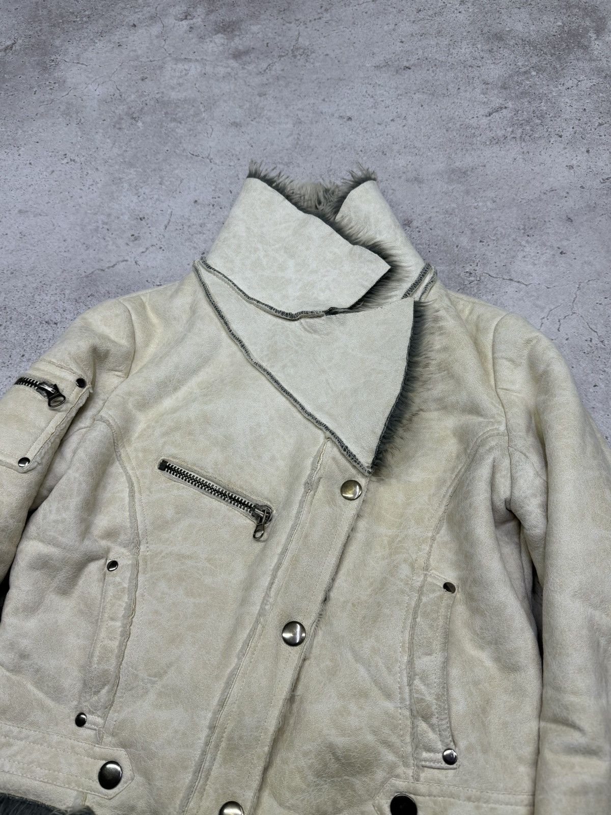 Japanese Brand Vintage 00s Marble Fur/Suede Cropped Rick OwensStyle Jacket Size US S / EU 44-46 / 1 - 4 Thumbnail