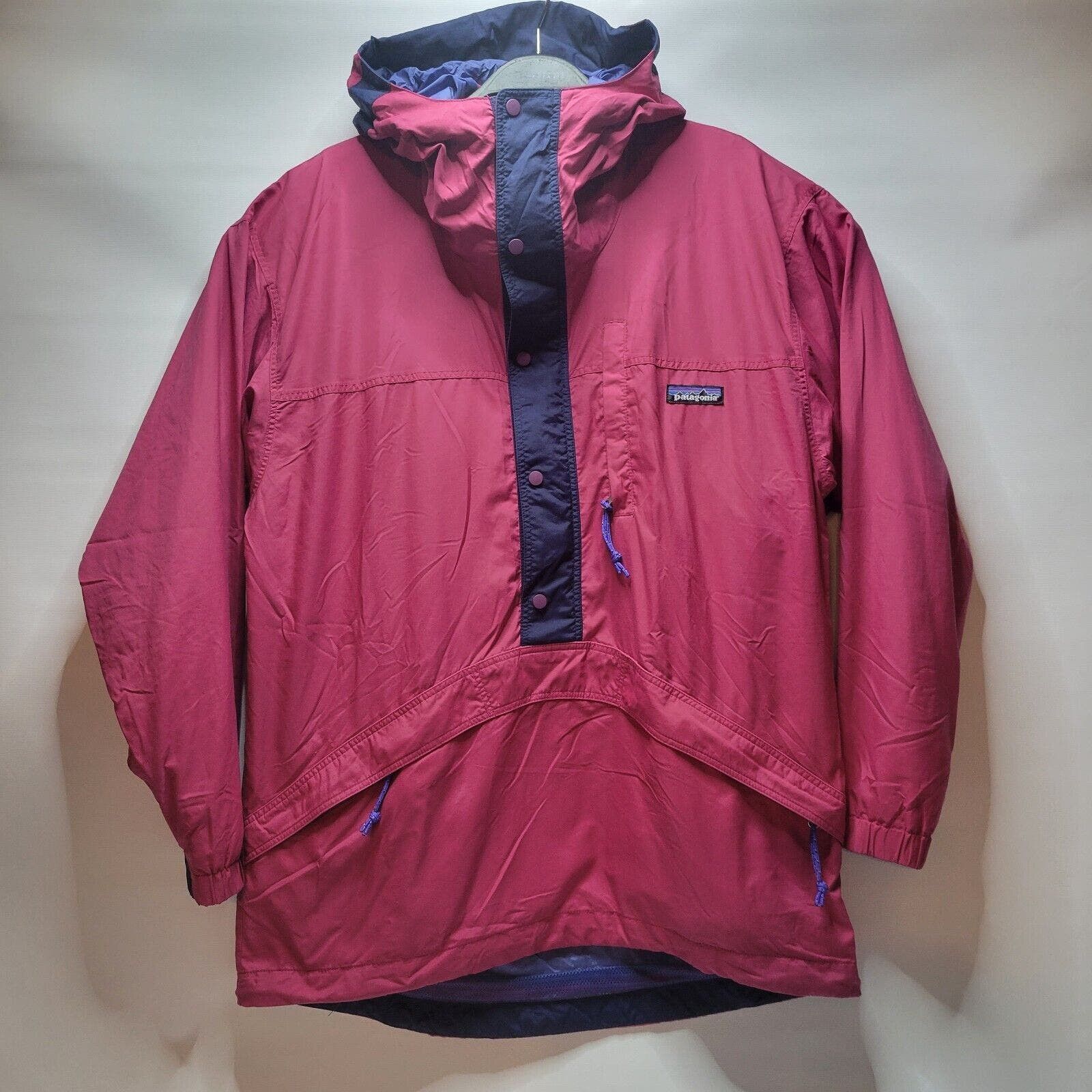 image of Vintage Patagonia Maroon Snap Zip Back Bowl Anorak Jacket Xs, Men's