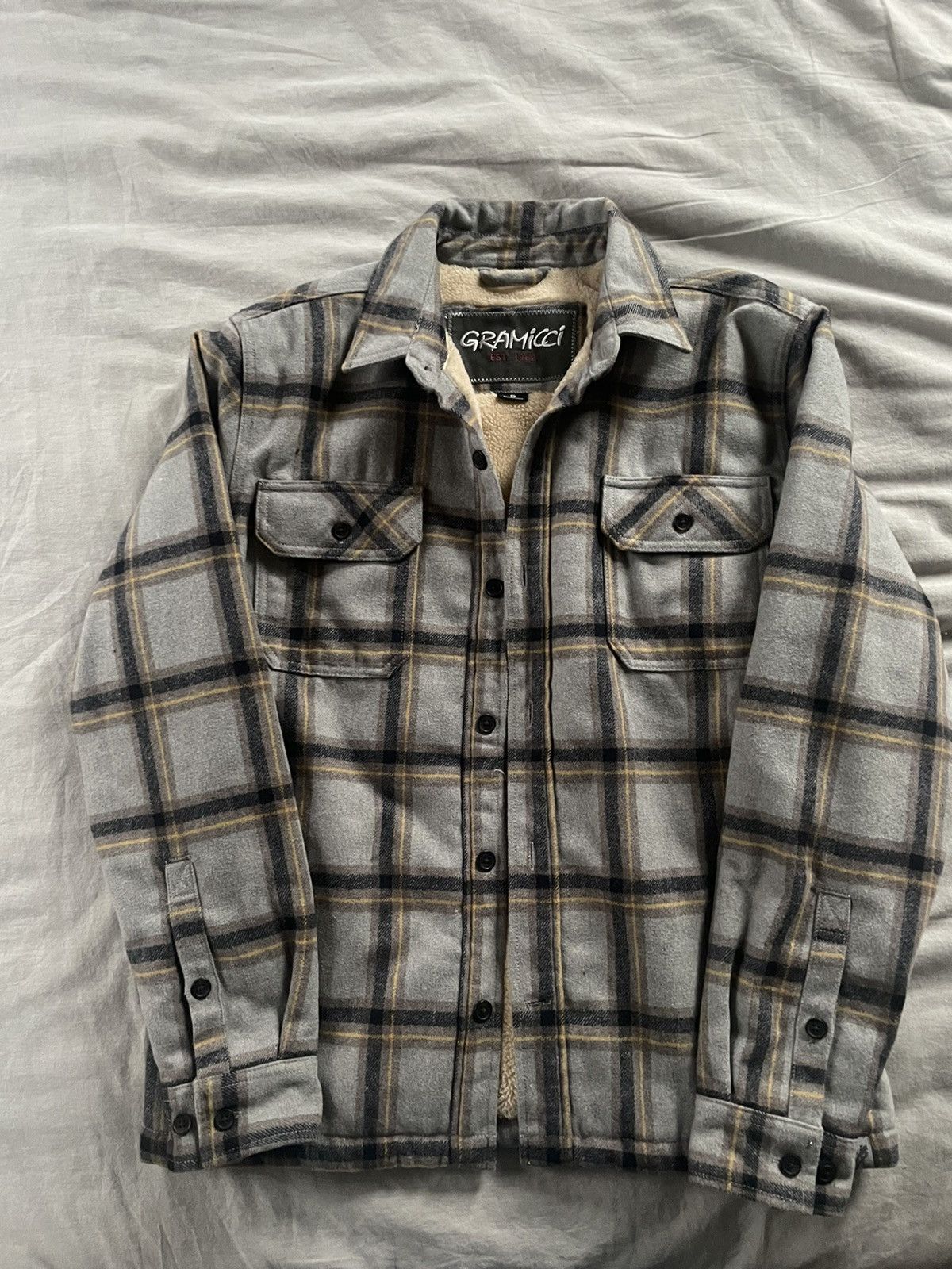 image of Gramicci Fleece Lined Plaid Jacket in Blue, Men's (Size Small)