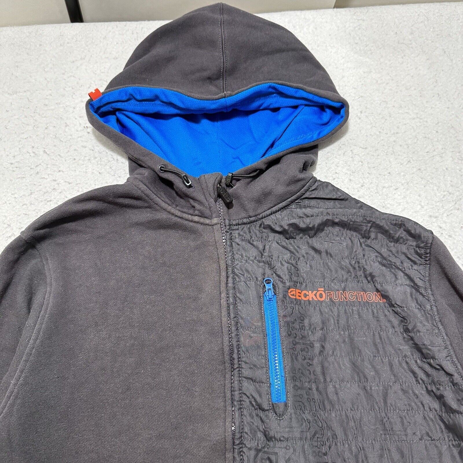 Marc Ecko Ecko Small Full Zip Hoodie Quilted Gray Athletic Sweatshirt Size US S / EU 44-46 / 1 - 2 Thumbnail