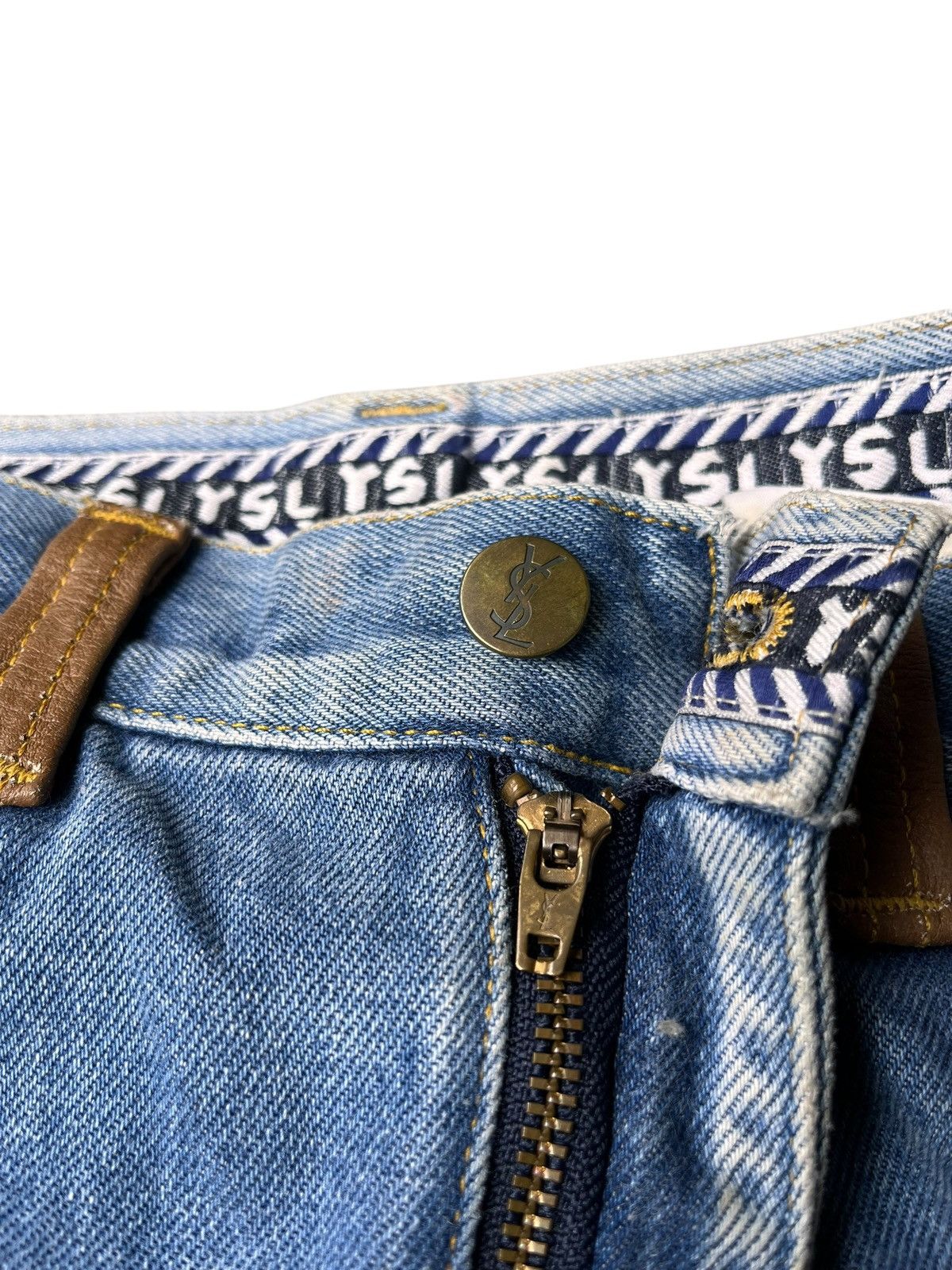 Yves Saint Laurent Yves Saing Laurent Leather Patch Denim Pants Size US 27 - 11 Thumbnail