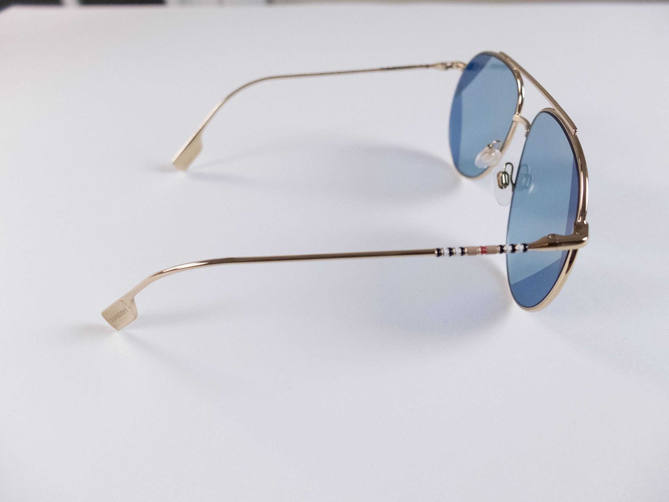 Burberry BURBERRY gold tone & blue metal aviator sunglasses Size ONE SIZE - 5 Thumbnail