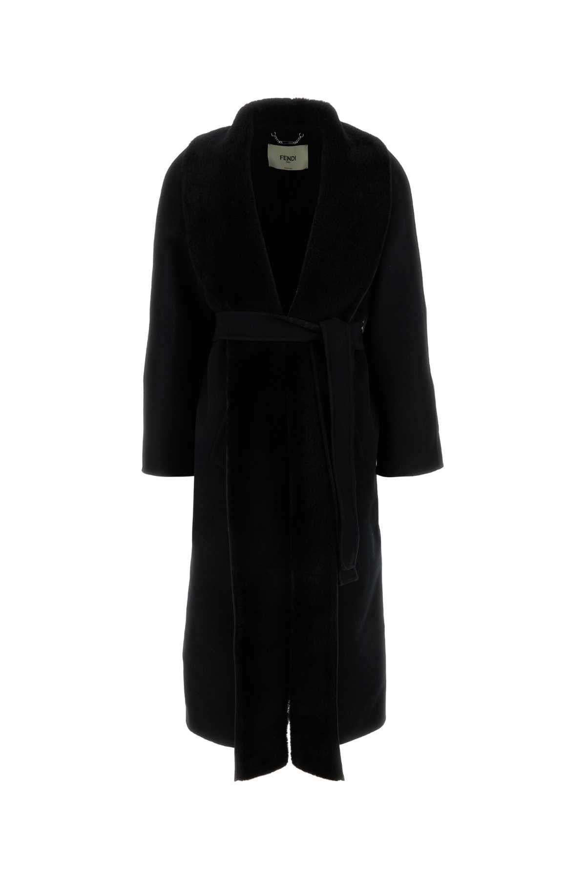 Fendi Black Wool Blend Coat Size S / US 4 / IT 40 - 1 Thumbnail