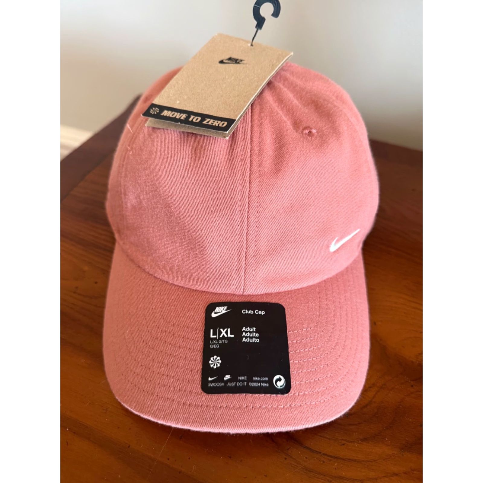 Nike Nike Hat Adult Adjustable NEW NWT Club Cap Cotton Pink Salmon Small detail: L/XL not preserved? Size ONE SIZE - 2 Thumbnail