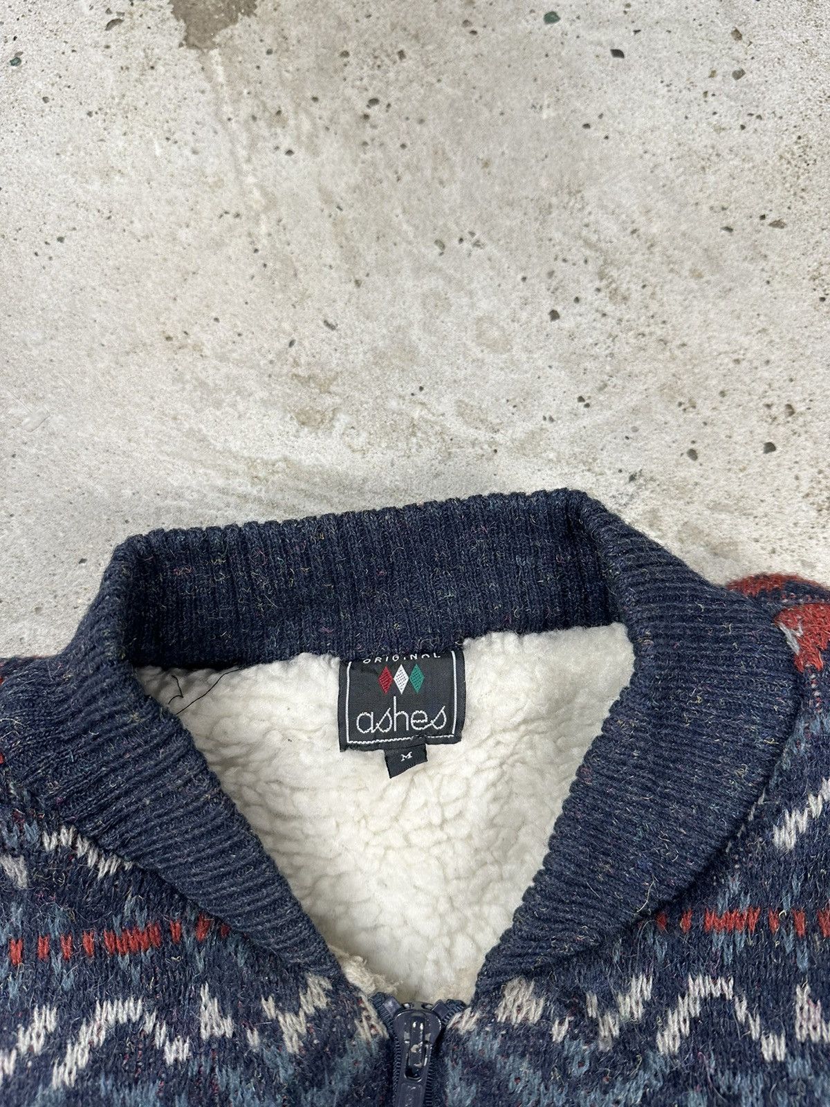 Japanese Brand × Vintage Vintage 90s Wool Abstract Geometric Bomber Jacket Sherpa Size US S / EU 44-46 / 1 - 7 Thumbnail