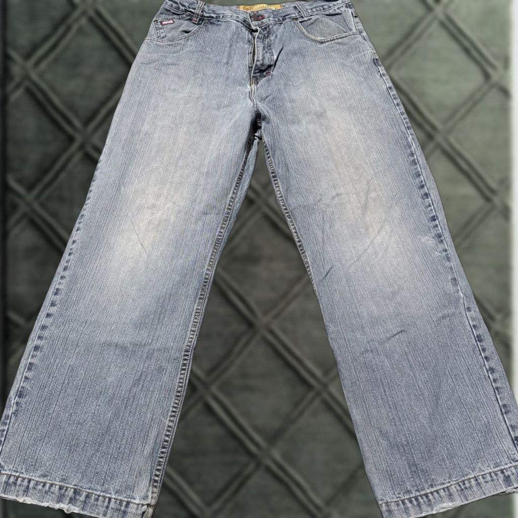 Vintage Mecca Jeans Blue Denim Mid Rise Relaxed Straight Zip Fly Y2K 34x28 Men Jeans Distressed 5-Pocket Denim Zip Closure Vintage No Size US 34 / EU 50 - 1 Thumbnail