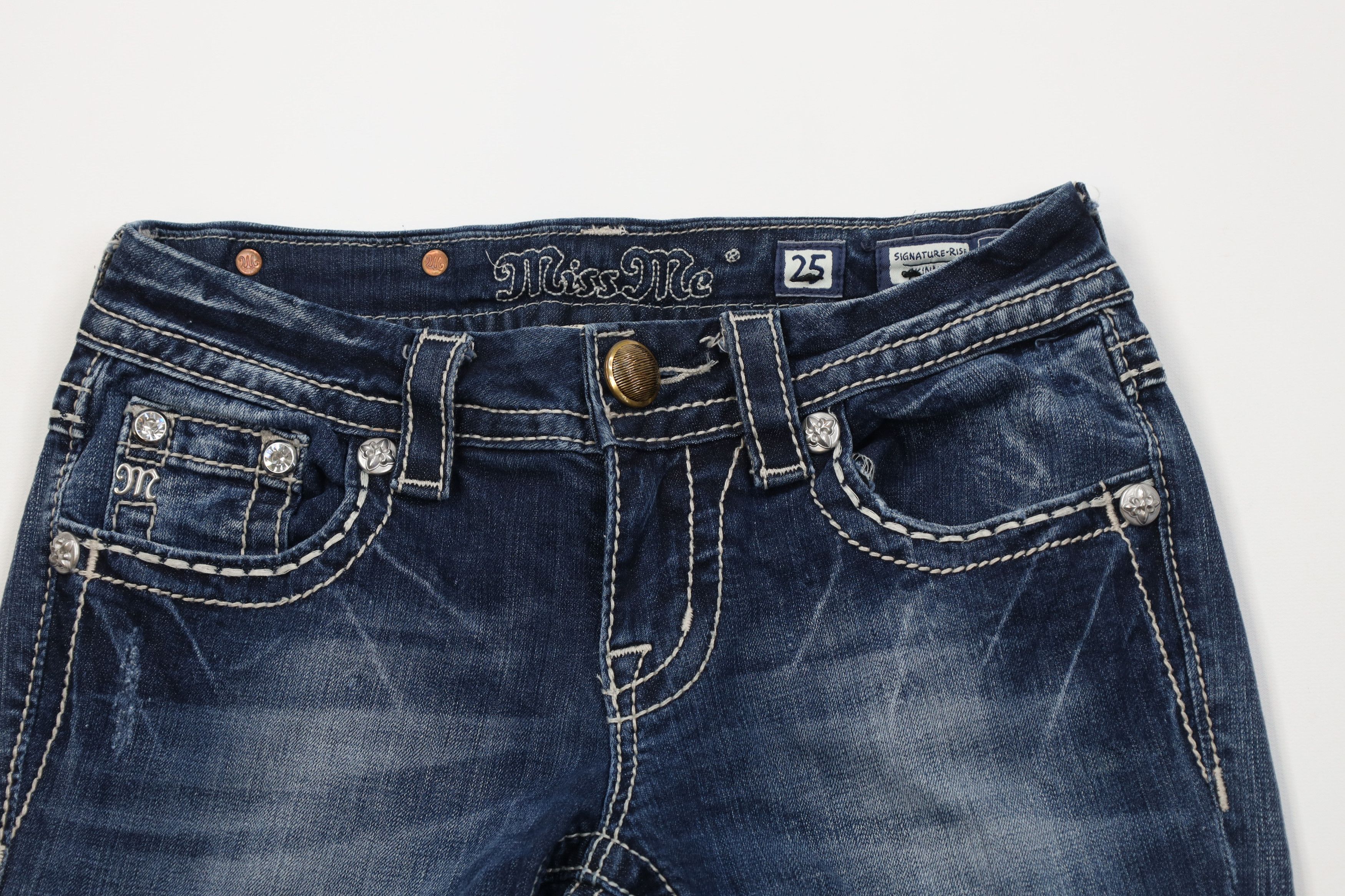 Miss Me Miss Me Bling Jeweled Signature Skinny Cropped Jeans Blue Size 25" / US 0 / IT 36 - 2 Thumbnail