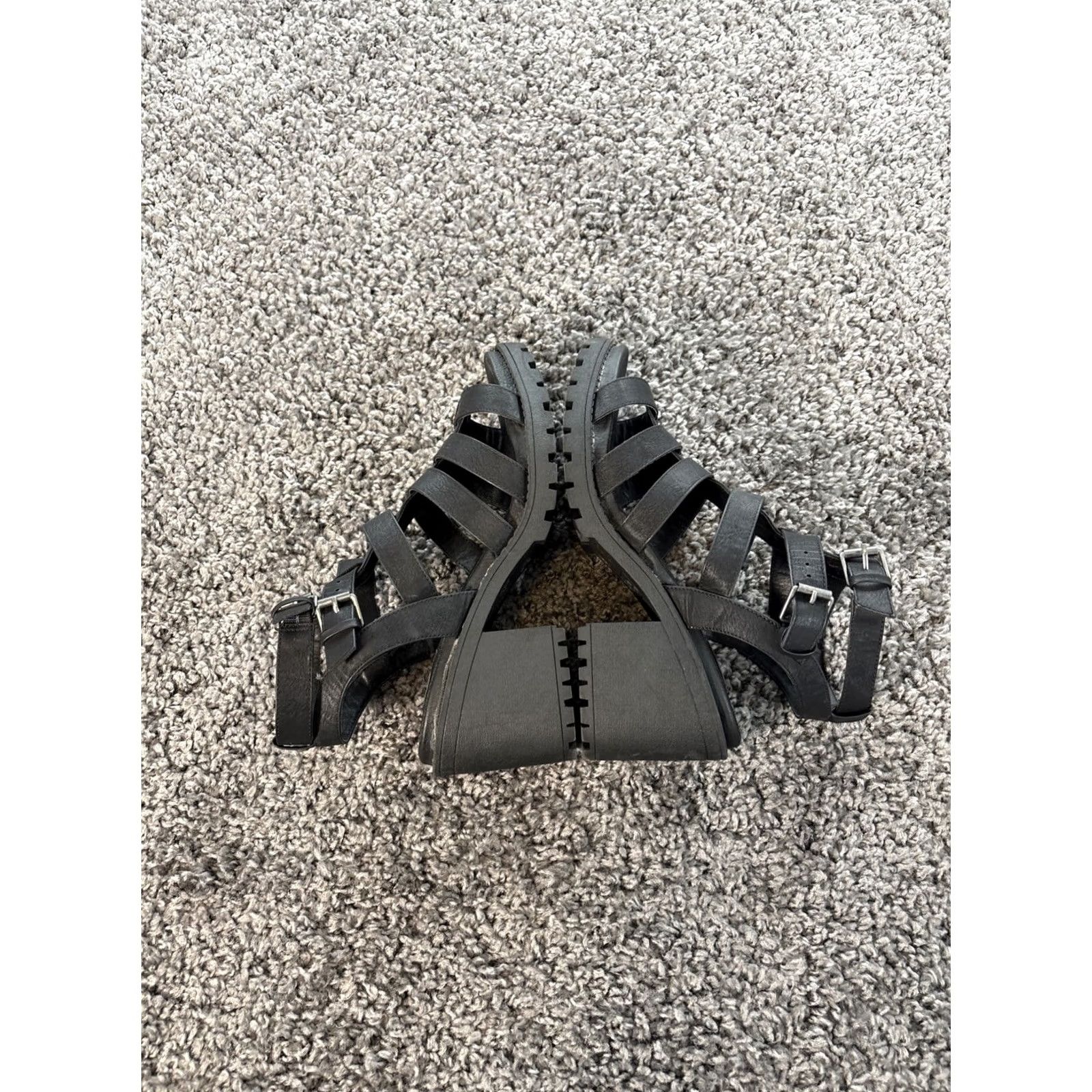 Vintage Dirty Laundry Sandals Women Fisherman Black 9M Leather Adjustable Strap Block Heel Y2K Size US 9 / IT 39 - 5 Thumbnail