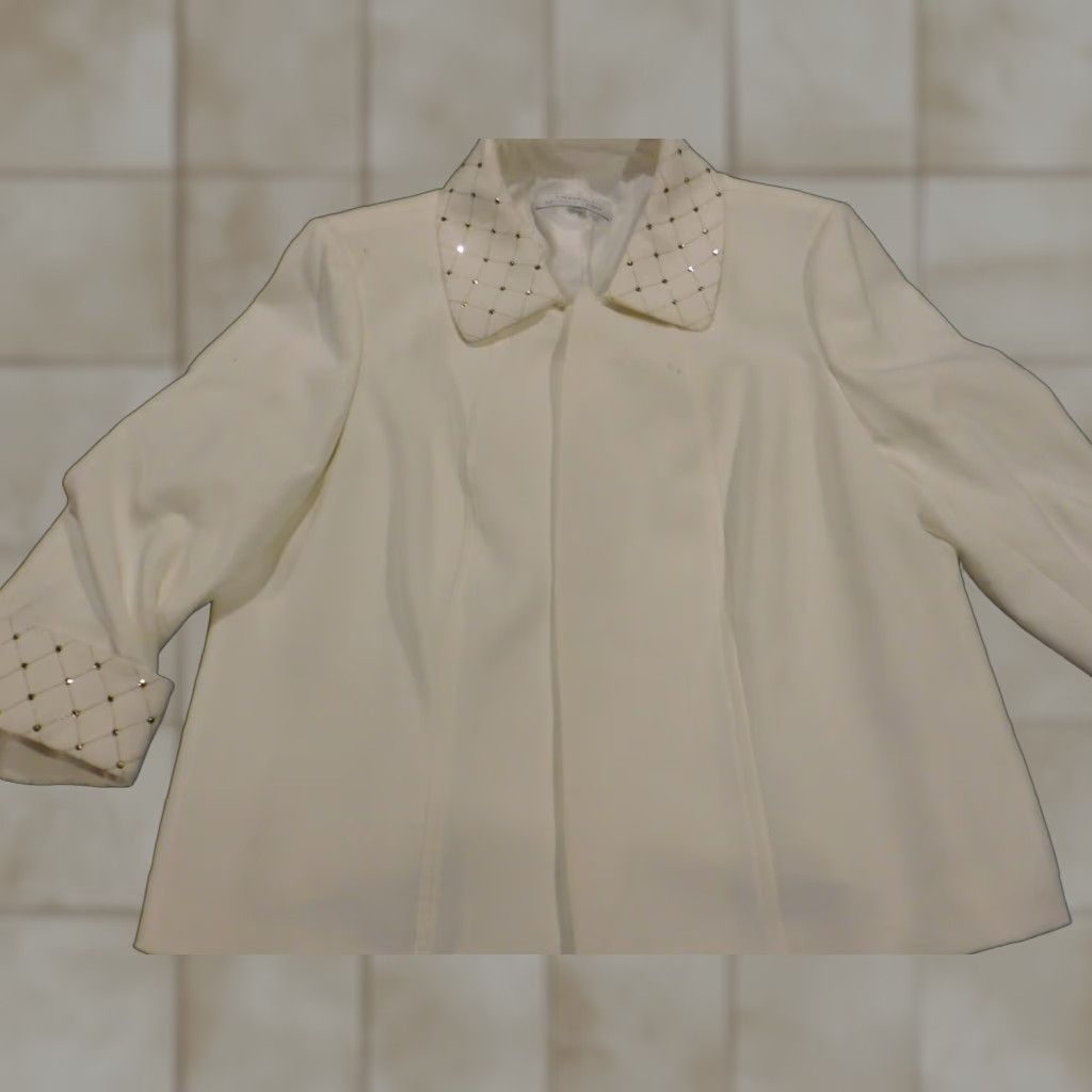 Vintage Tahari Jacket Womens 18W Plus White Open Chest Trench Coat Shirt? Size XXL / US 16-18 / IT 52-54 - 1 Thumbnail