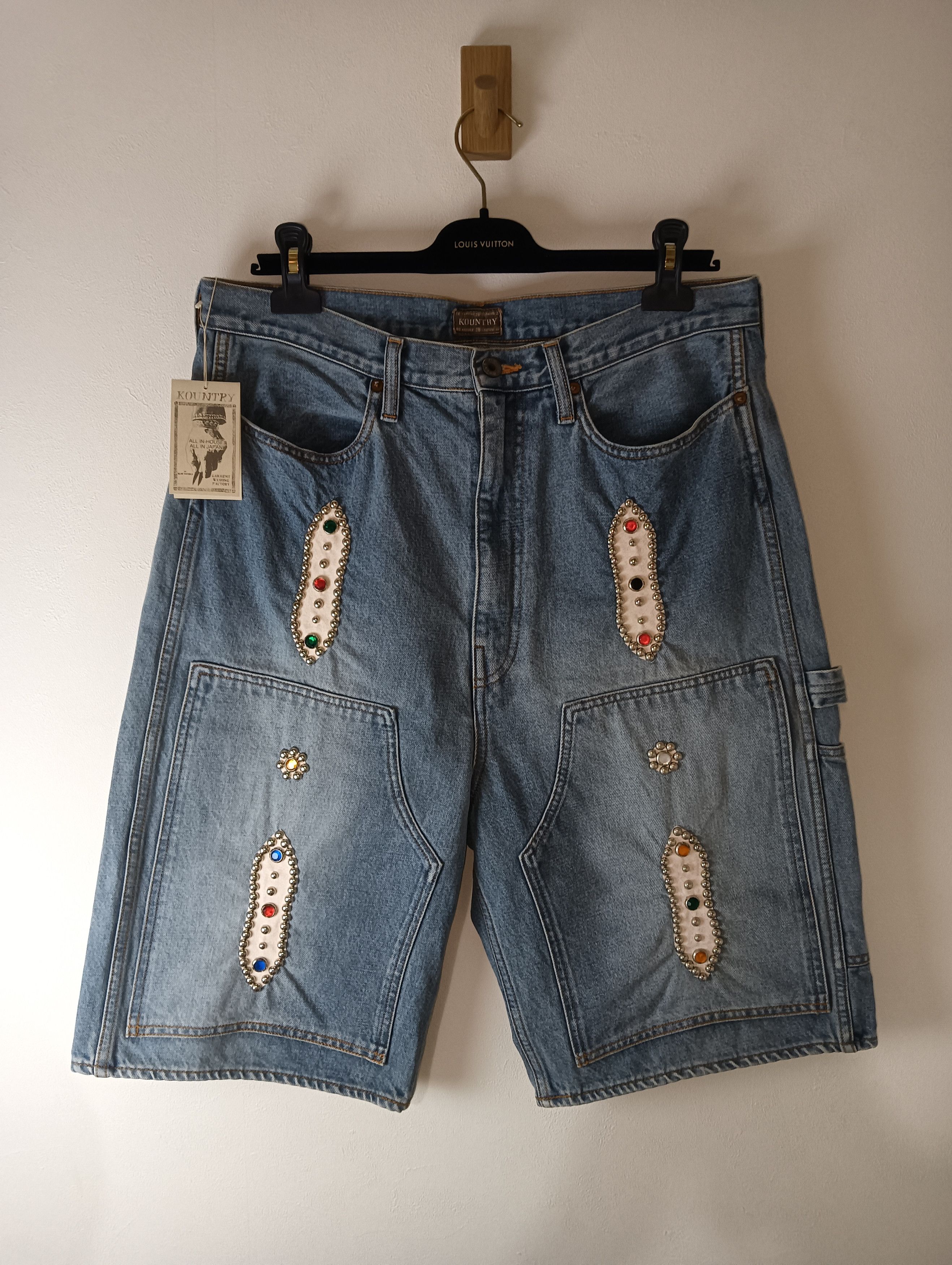 パンツ Kapital western studs carpenter jorts SS2024 Kapital 'Gemstone' Studded Carpenter Shorts – Alex Maxamenko