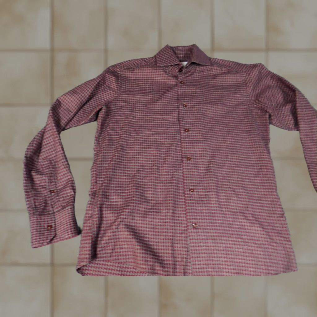 Vintage Diverso London Mens Shirt Medium Red Button-Down Knit Plaid Long Sleeve Regular with Pockets Size US M / EU 48-50 / 2 - 1 Thumbnail