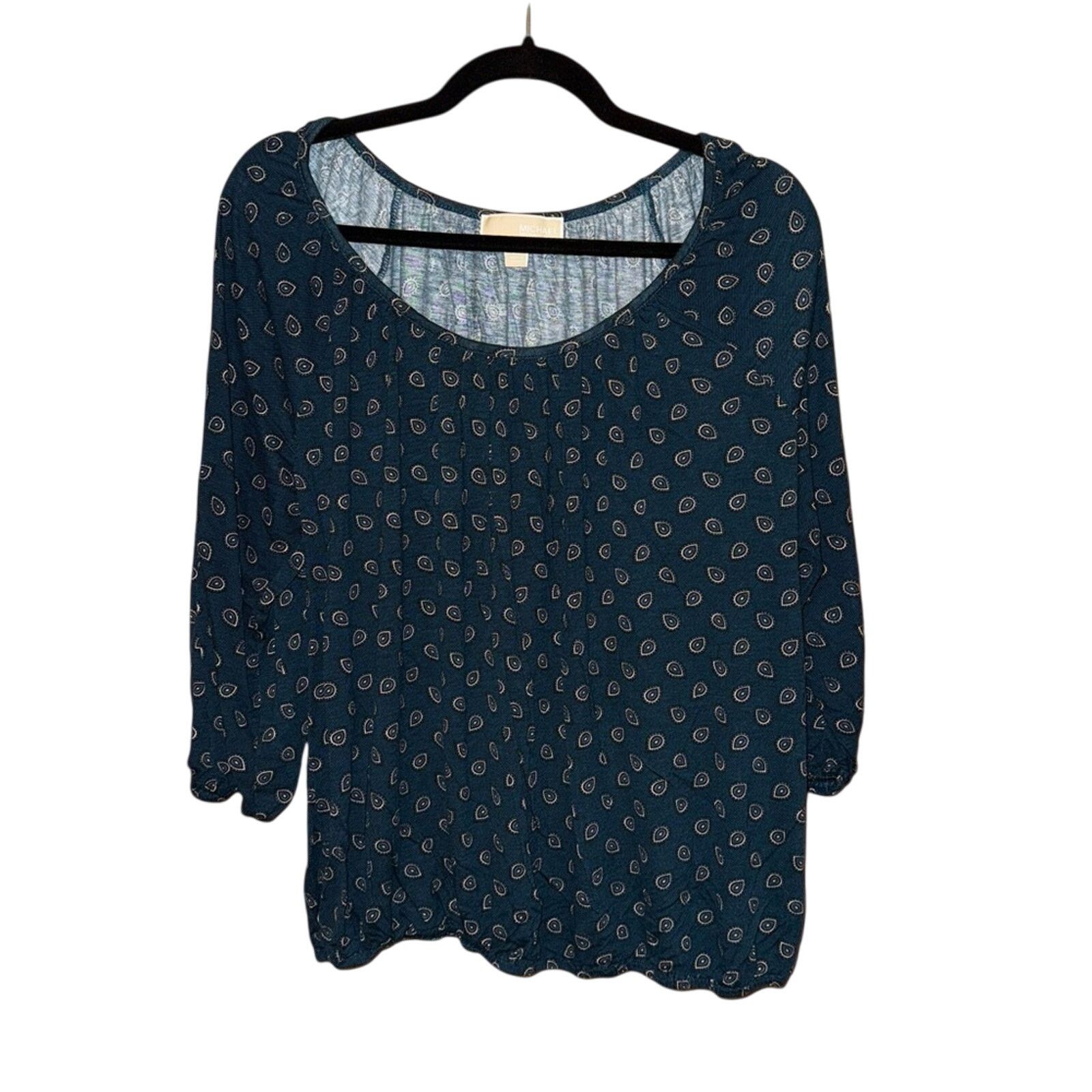 Michael Kors Michael Kors XL Paisley Women's Blue Patterned 3/4 Sleeve Size XL / US 12-14 / IT 48-50 - 1 Thumbnail