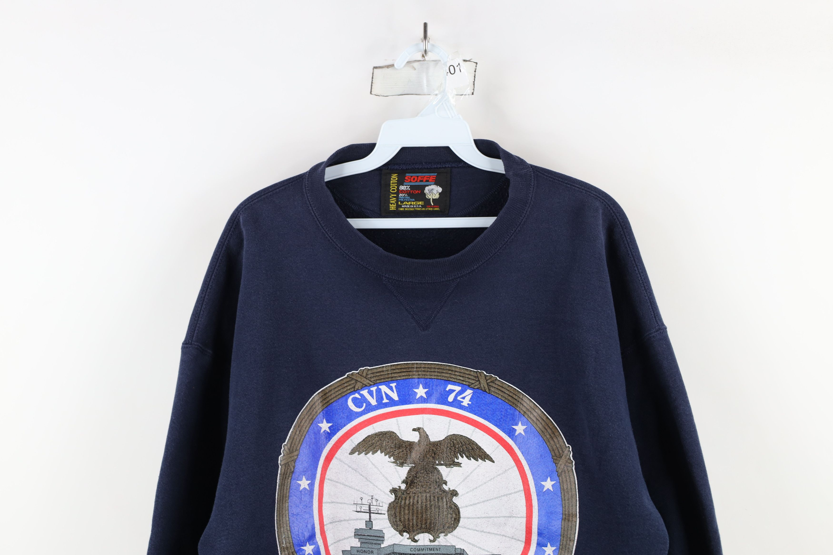 Vintage Vintage 90s John C Stennis CVN 74 War Ship Sweatshirt USA Size US L / EU 52-54 / 3 - 2 Thumbnail