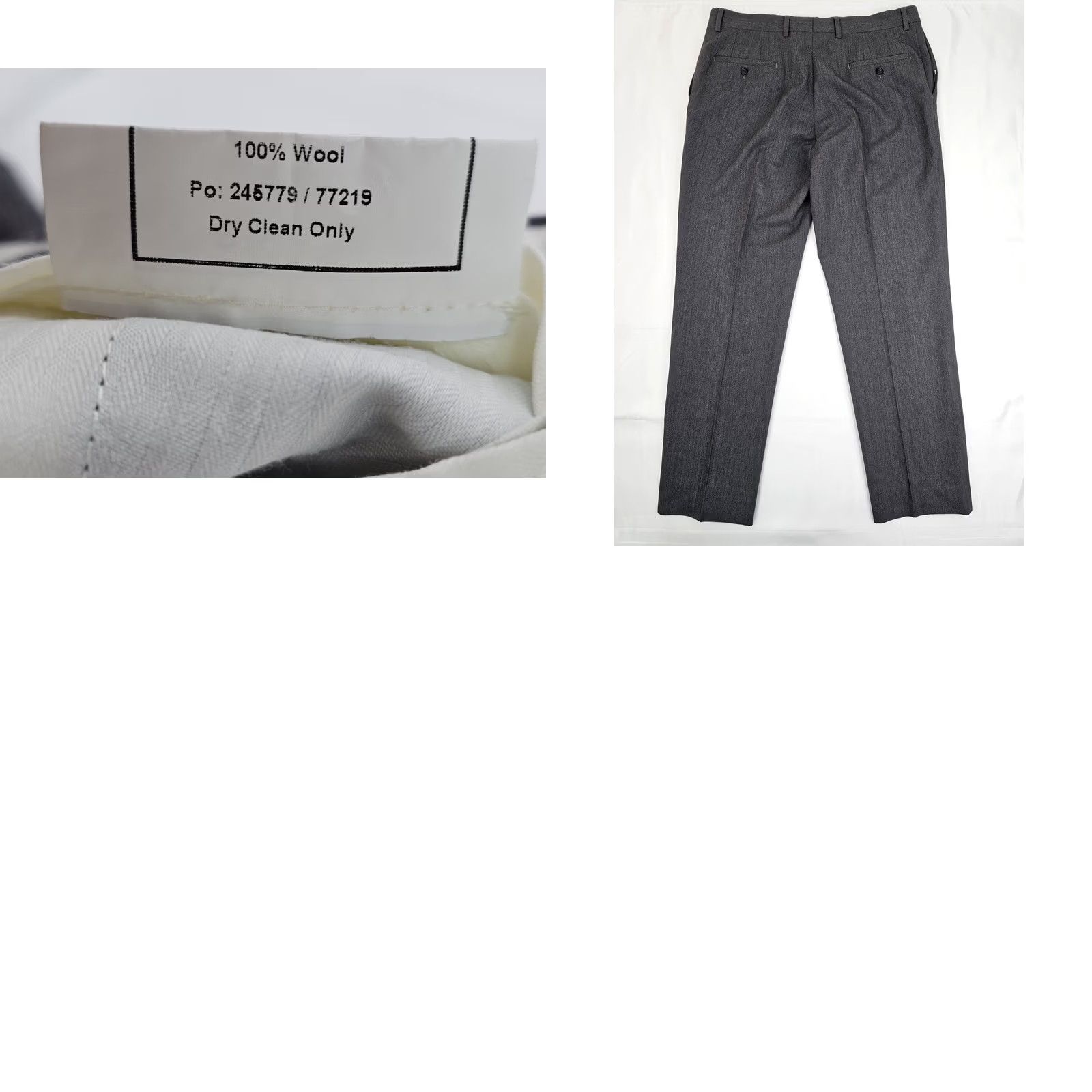 Joseph Joseph & Feiss Pant Dress Wool Flat Front 36 (Fits 36x30.5) Heather Gray EUC Men Size US 36 / EU 52 - 8 Thumbnail