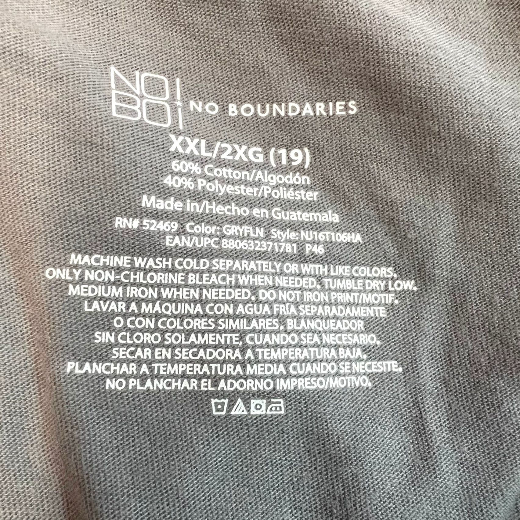 Vintage No Boundaries Womens T-Shirt Short Sleeve Round Neck Gray 2XL Casual Modern Basic Solid Size XXL / US 16-18 / IT 52-54 - 4 Thumbnail