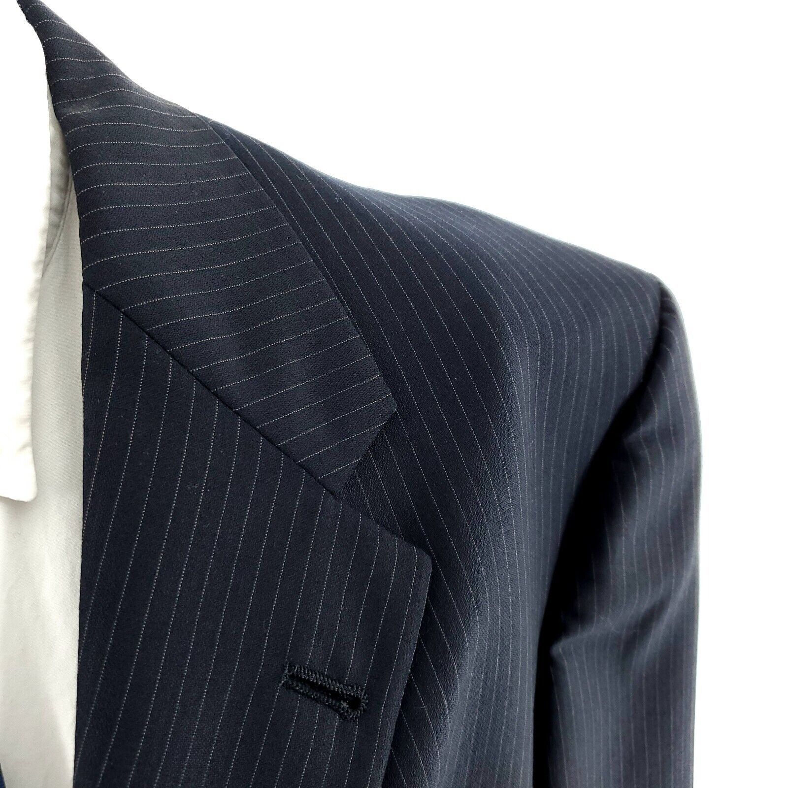 Hart Schaffner Marx DAMAGED Hart Schaffner Marx Wool 3 Button Suit Jacket 46L Bl Size 46L - 2 Thumbnail