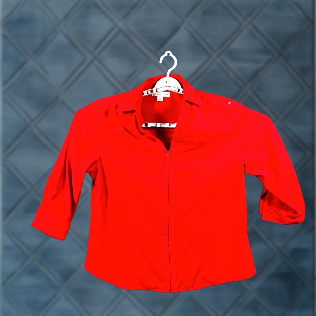 Coldwater Creek Coldwater Creek Basic Jacket Women's PL Red Collared Casual Academia Stretch Jacket Size L / US 10 / IT 46 - 1 Thumbnail