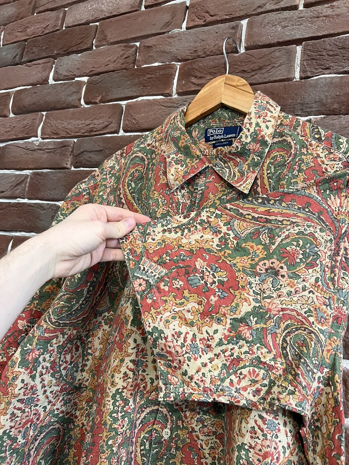 Vintage Polo Ralph Lauren Paisley Linen Button Shirt Casual Rare L Size US L / EU 52-54 / 3 - 6 Thumbnail