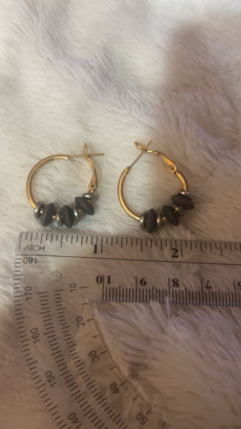 The Unbranded Brand Women's Unbranded Gold and Brown Beaded Hoop Earrings Size ONE SIZE - 4 Thumbnail